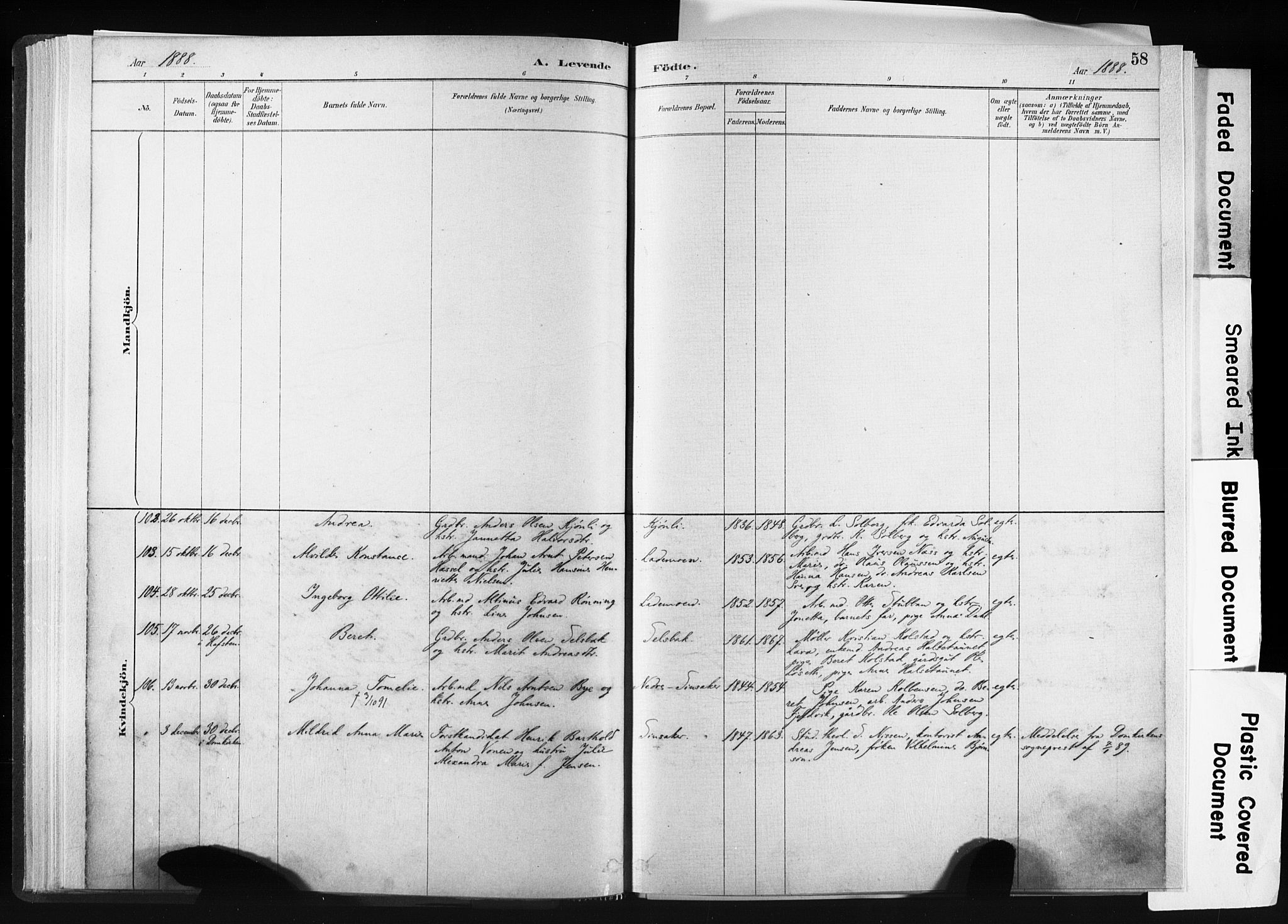 Ministerialprotokoller, klokkerbøker og fødselsregistre - Sør-Trøndelag, AV/SAT-A-1456/606/L0300: Ministerialbok nr. 606A15, 1886-1893, s. 58