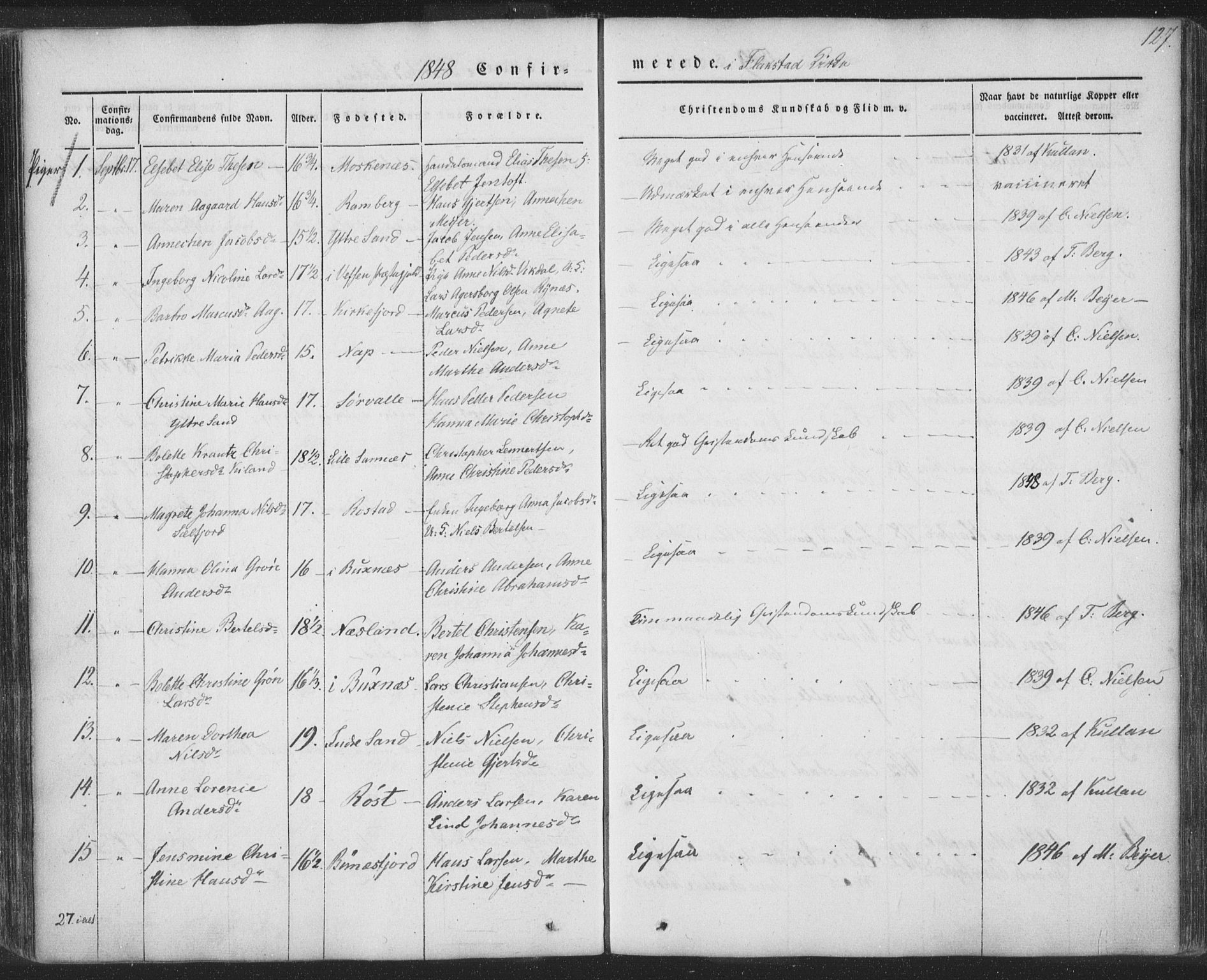 Ministerialprotokoller, klokkerbøker og fødselsregistre - Nordland, SAT/A-1459/885/L1202: Ministerialbok nr. 885A03, 1838-1859, s. 127