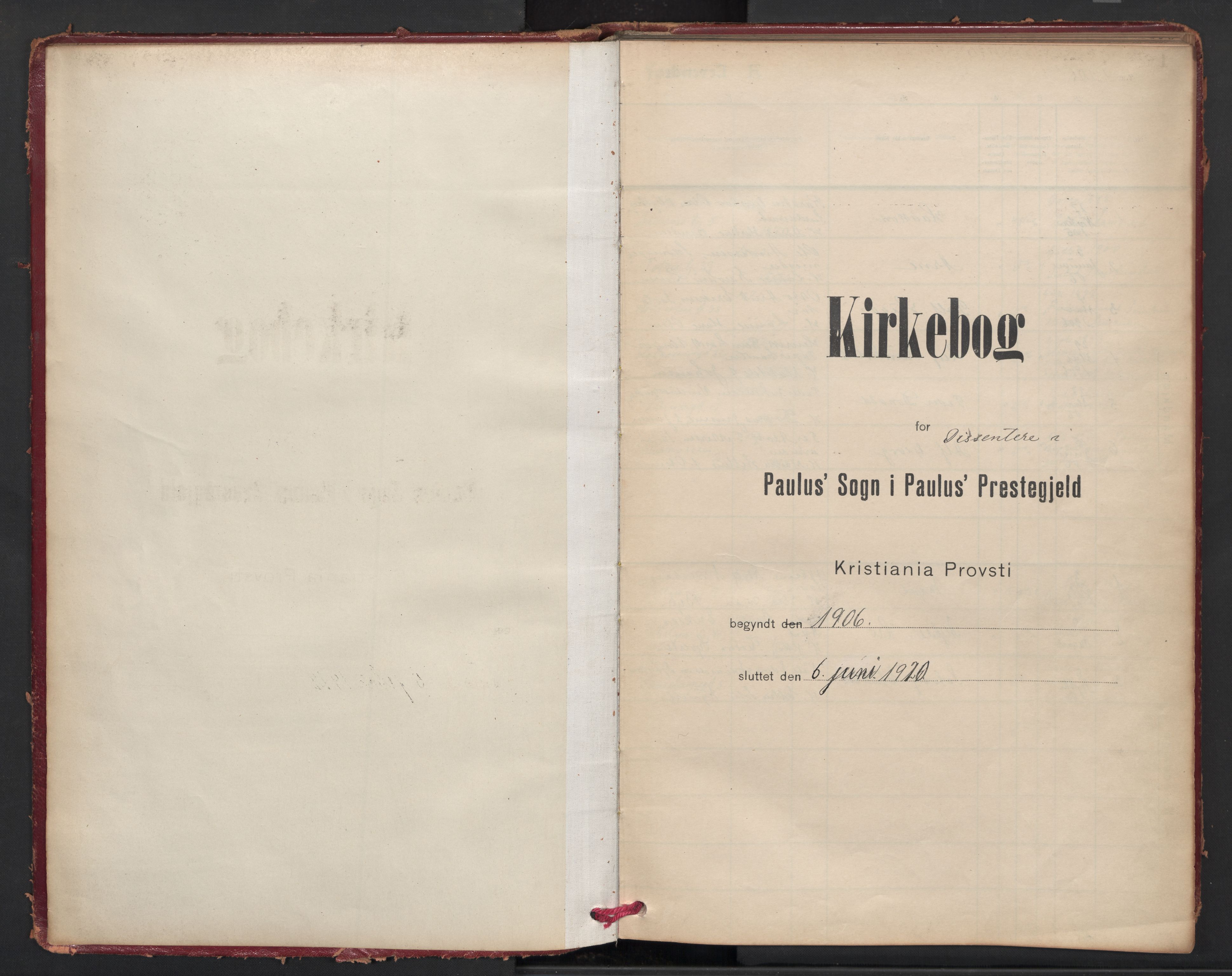 Paulus prestekontor Kirkebøker, SAO/A-10871/F/Fa/L0020: Ministerialbok nr. 20, 1906-1934