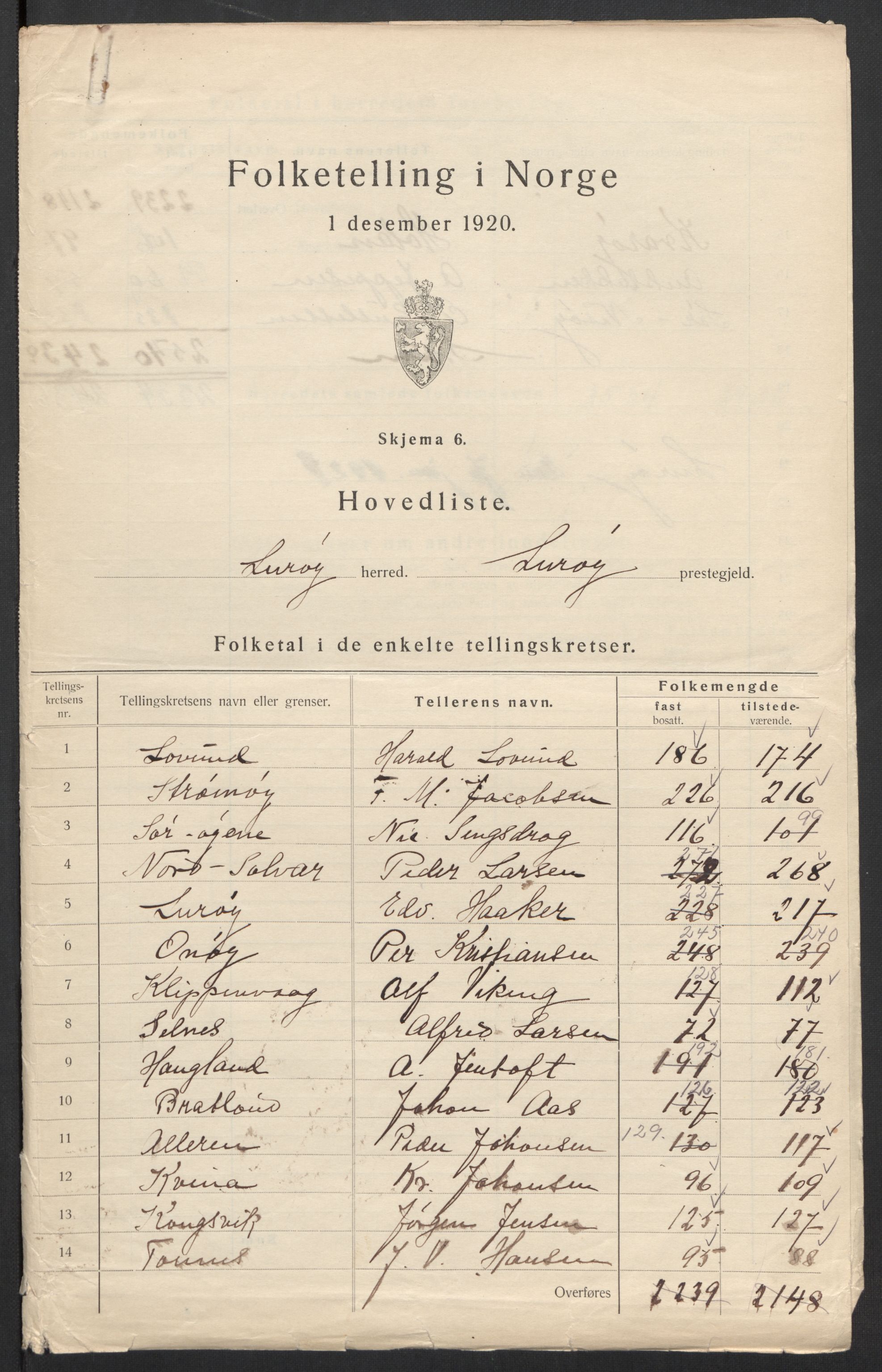 SAT, Folketelling 1920 for 1834 Lurøy herred, 1920, s. 5