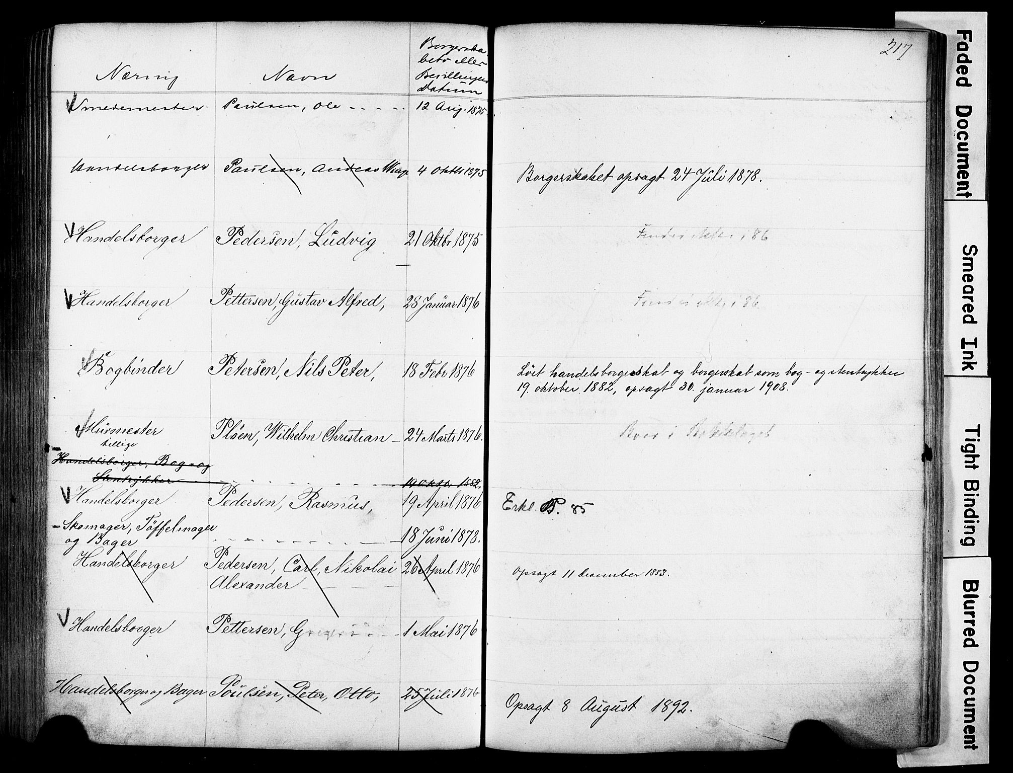 Kristiania magistrat, AV/SAO-A-10711/F/Fb/L0004: Borgerrulle, 1860-1879, s. 219