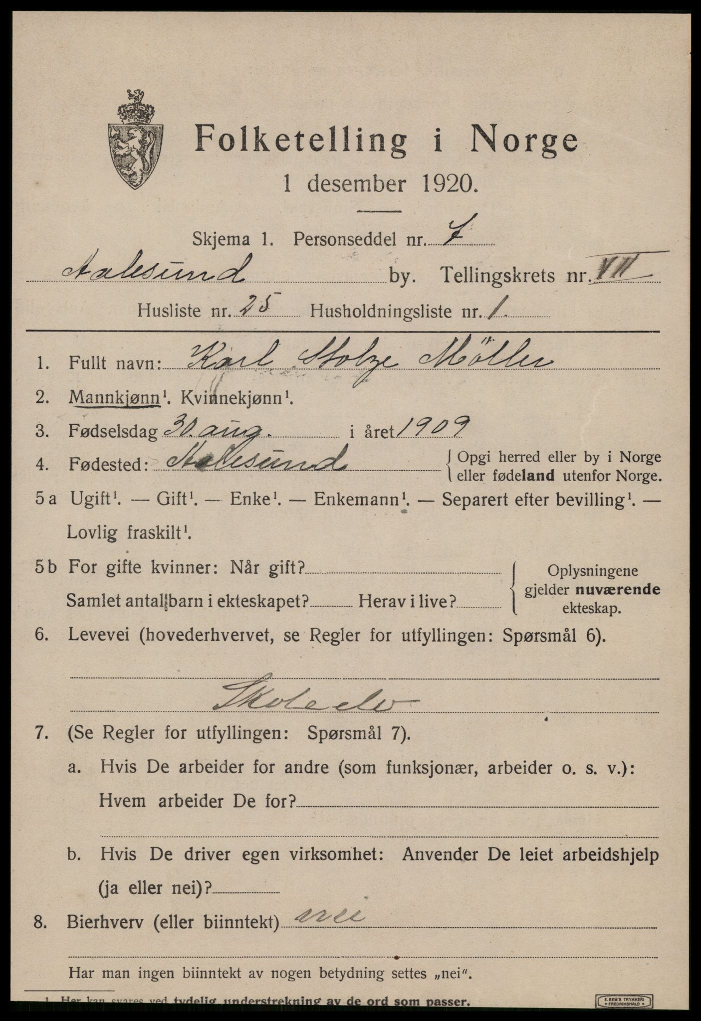 SAT, Folketelling 1920 for 1501 Ålesund kjøpstad, 1920, s. 20012