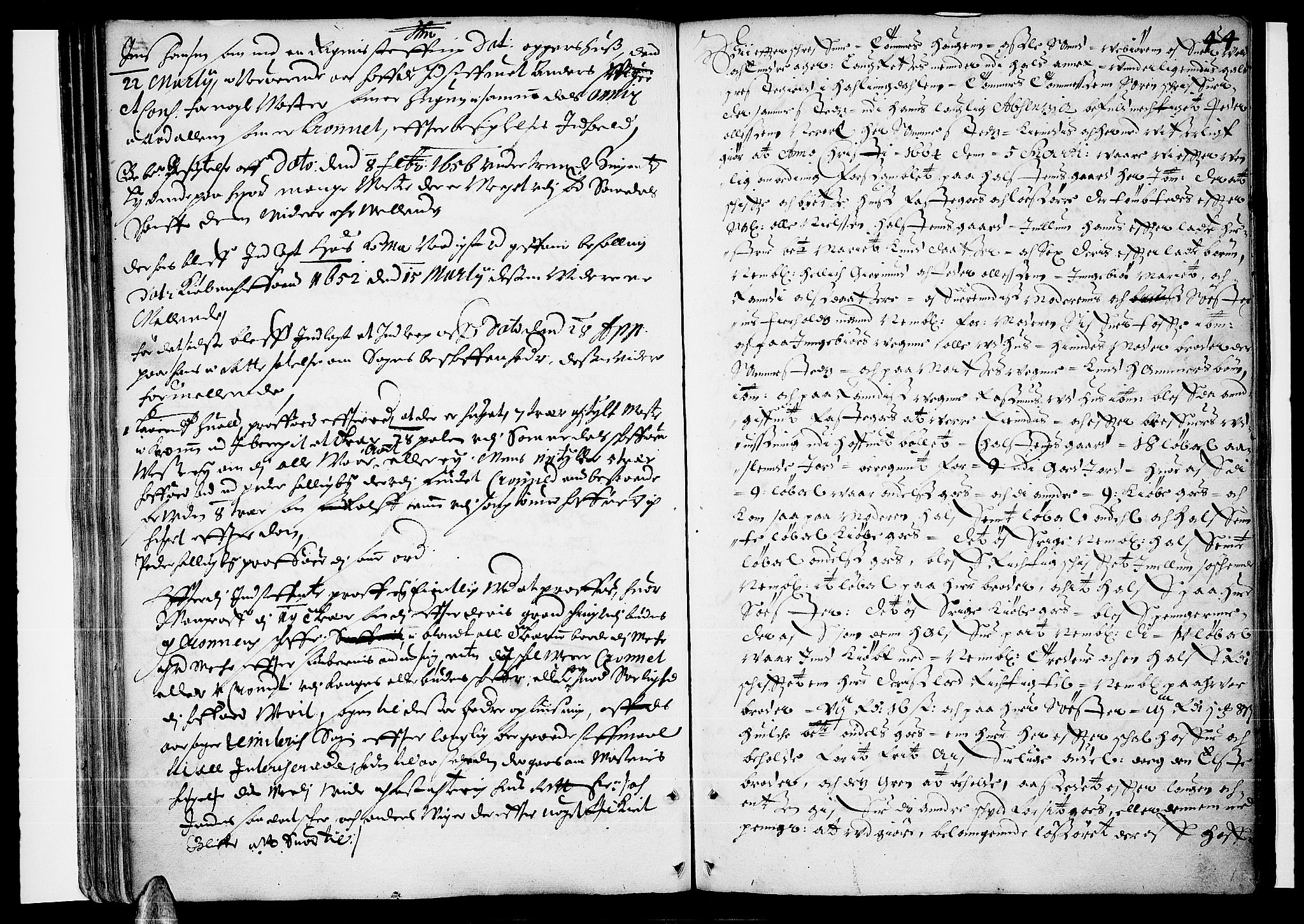 Ringerike og Hallingdal sorenskriveri, SAKO/A-81/F/Fa/Faa/L0005: Tingbok, 1663-1664, s. 43b-44a