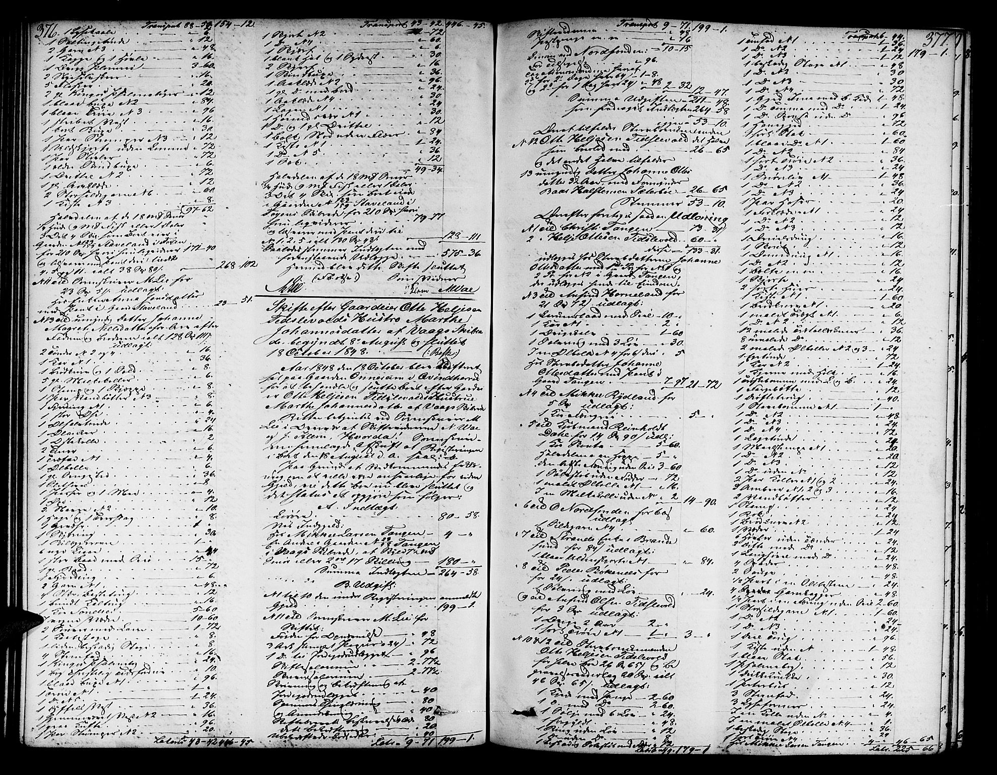 Sunnhordland sorenskrivar, AV/SAB-A-2401/1/H/Ha/Had/L0006: Skifteprotokollar. Føyen, Fjære og Våg. Register i protokoll., 1844-1853, s. 376-377