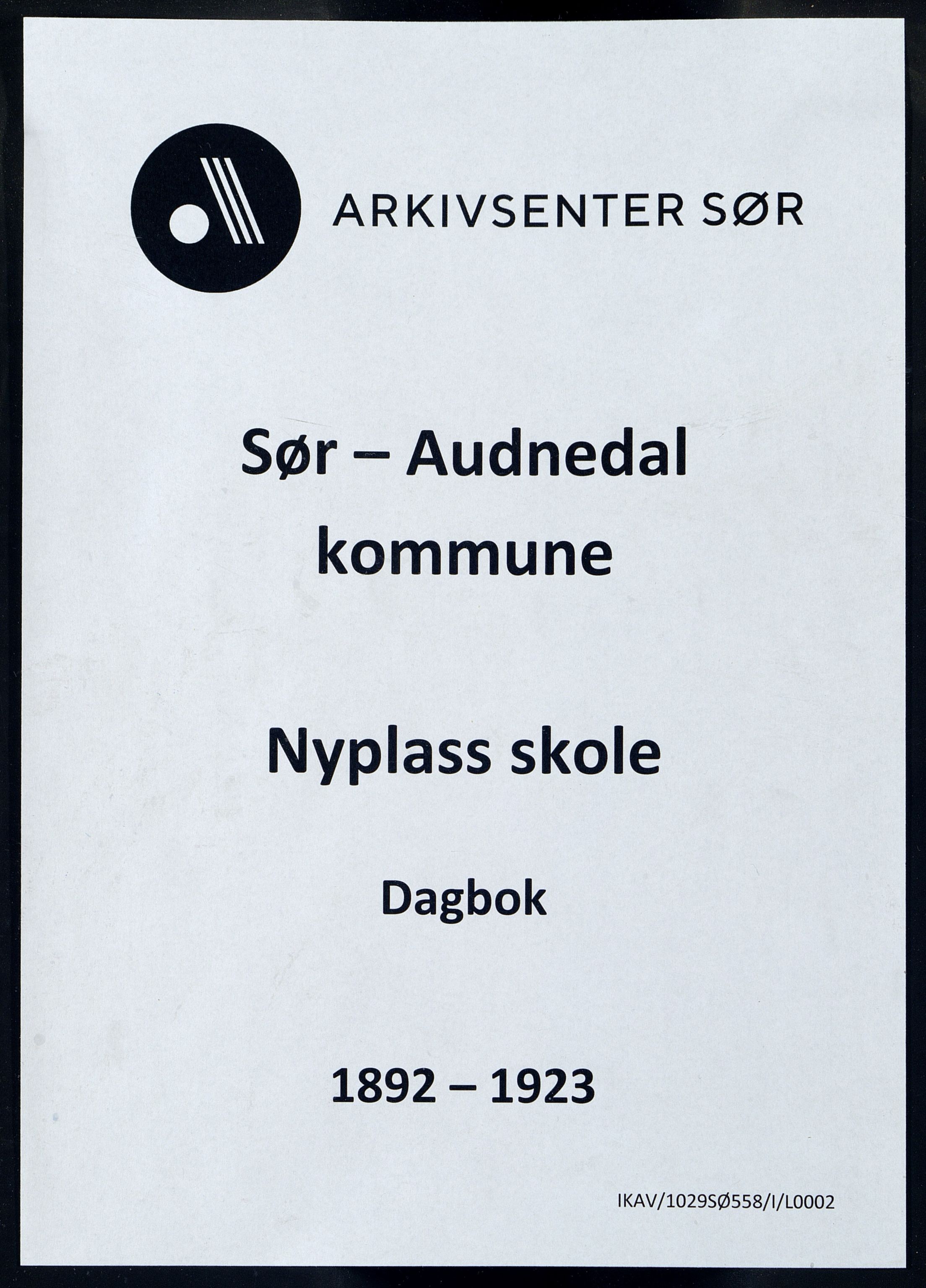 Sør-Audnedal kommune - Nyplass Skole, IKAV/1029SØ558/I/L0002: Dagbok, 1892-1923