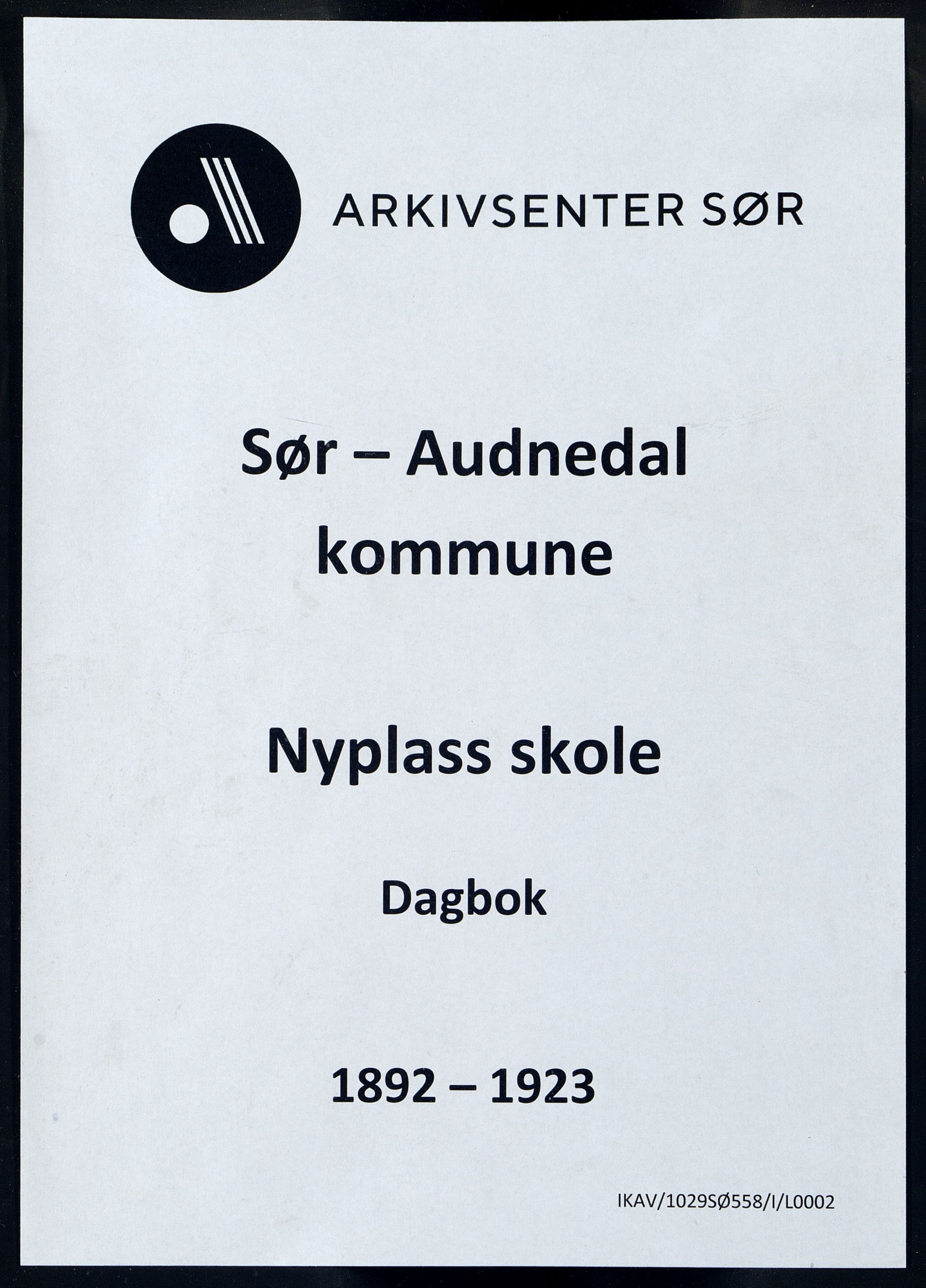 Sør-Audnedal kommune - Nyplass Skole, ARKSOR/1029SØ558/I/L0002: Dagbok, 1892-1923