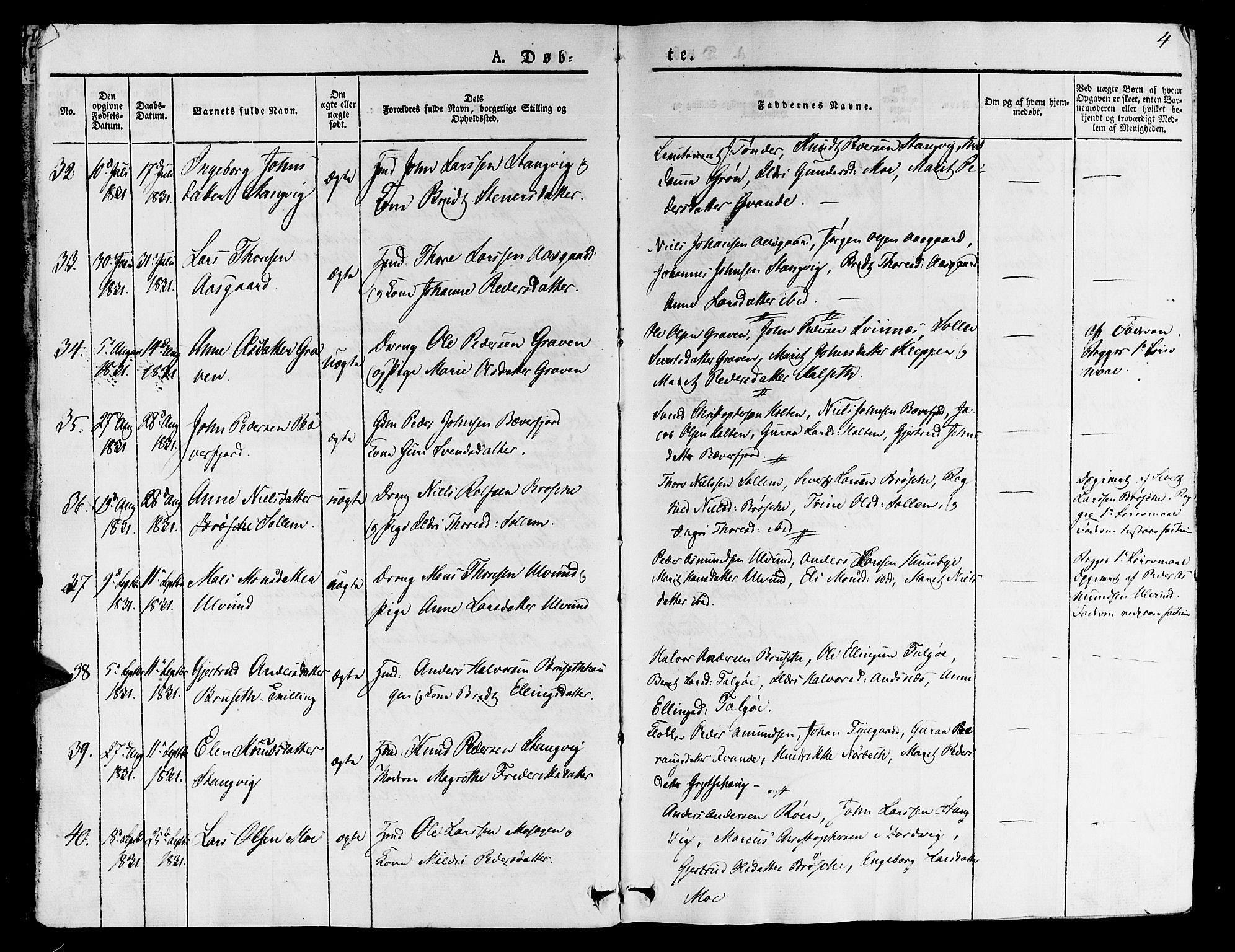 Ministerialprotokoller, klokkerbøker og fødselsregistre - Møre og Romsdal, SAT/A-1454/592/L1024: Ministerialbok nr. 592A03 /1, 1831-1849, s. 4
