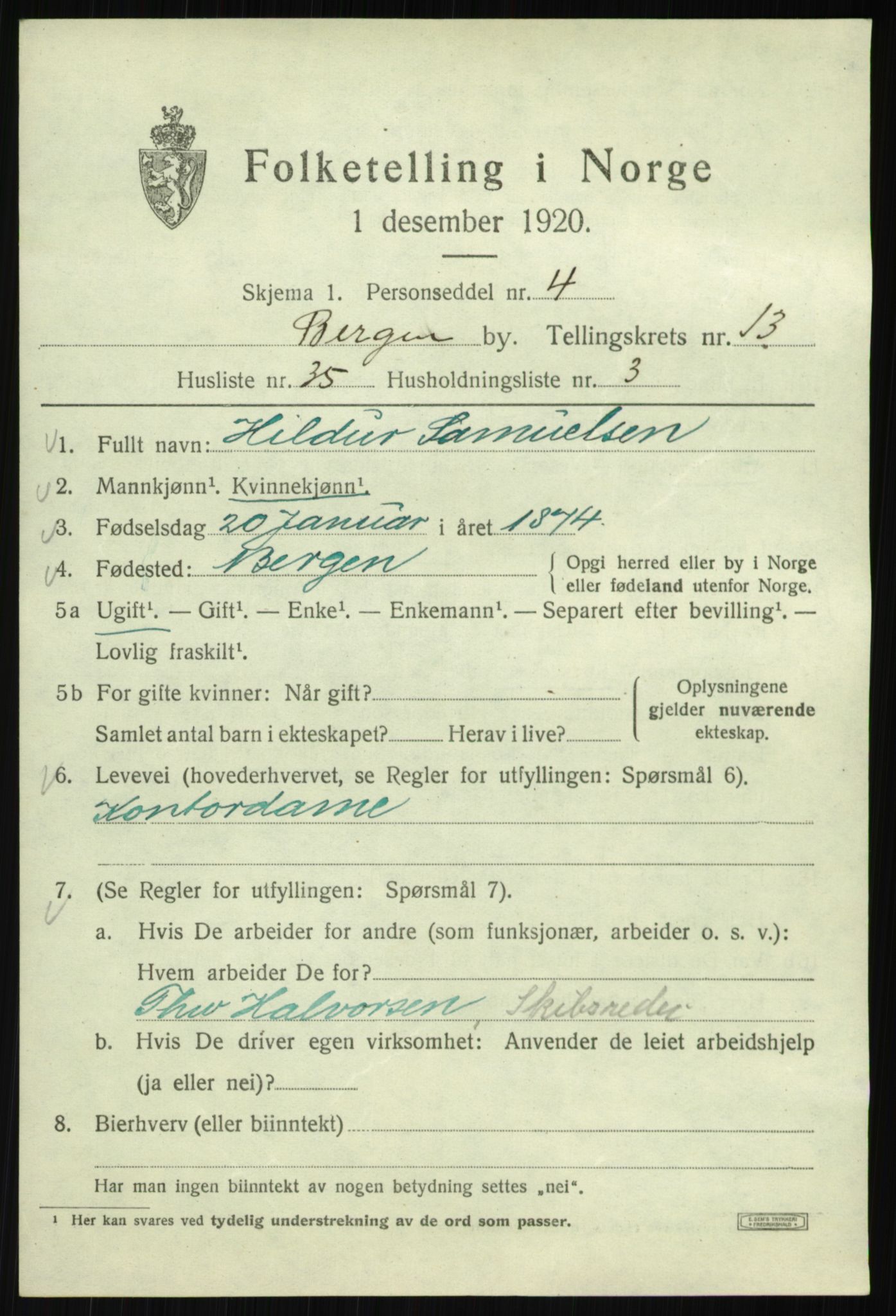 SAB, Folketelling 1920 for 1301 Bergen kjøpstad, 1920, s. 75679