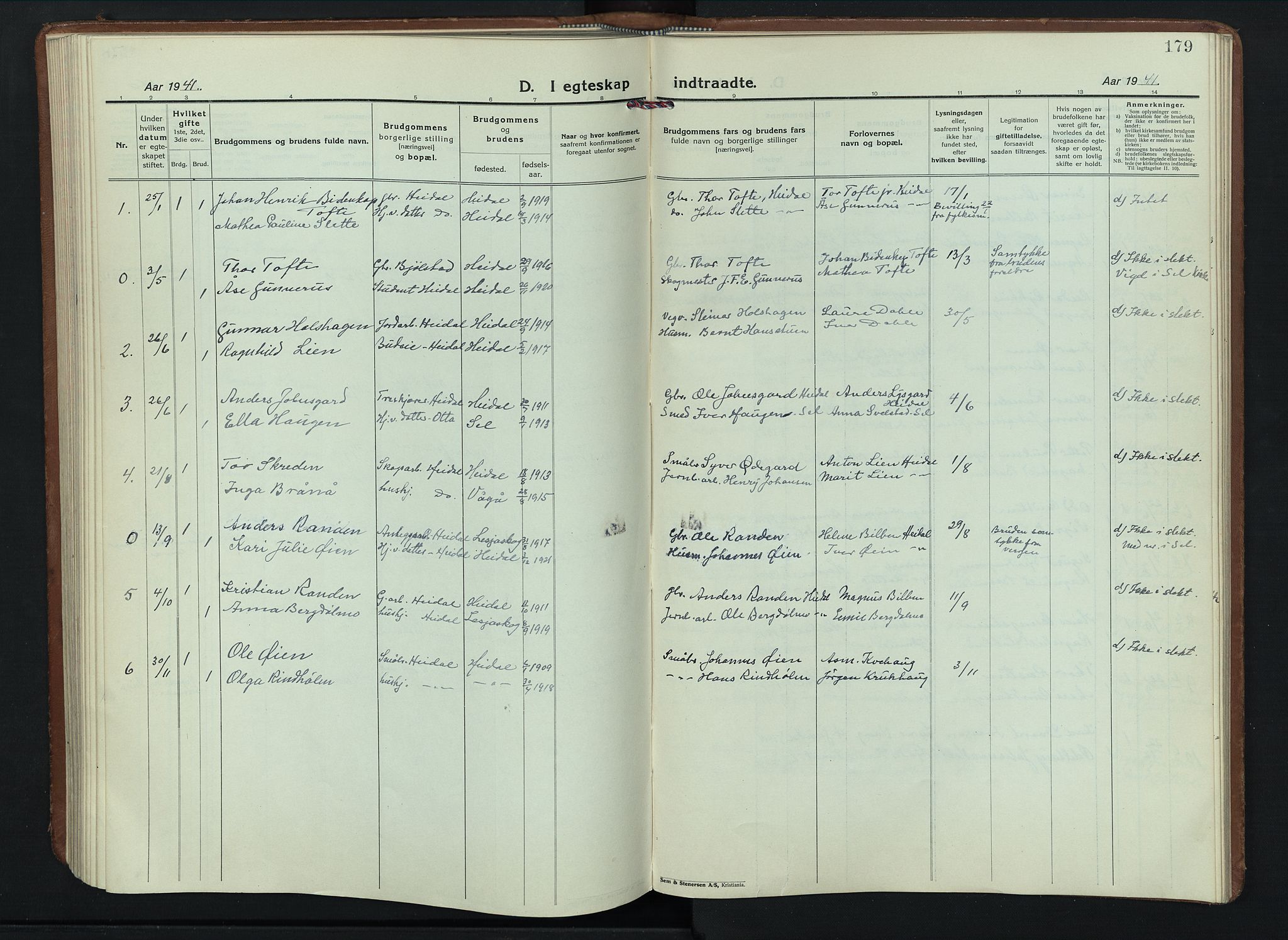 Sel prestekontor, AV/SAH-PREST-074/H/Ha/Hab/L0006: Klokkerbok nr. 6, 1923-1953, s. 179