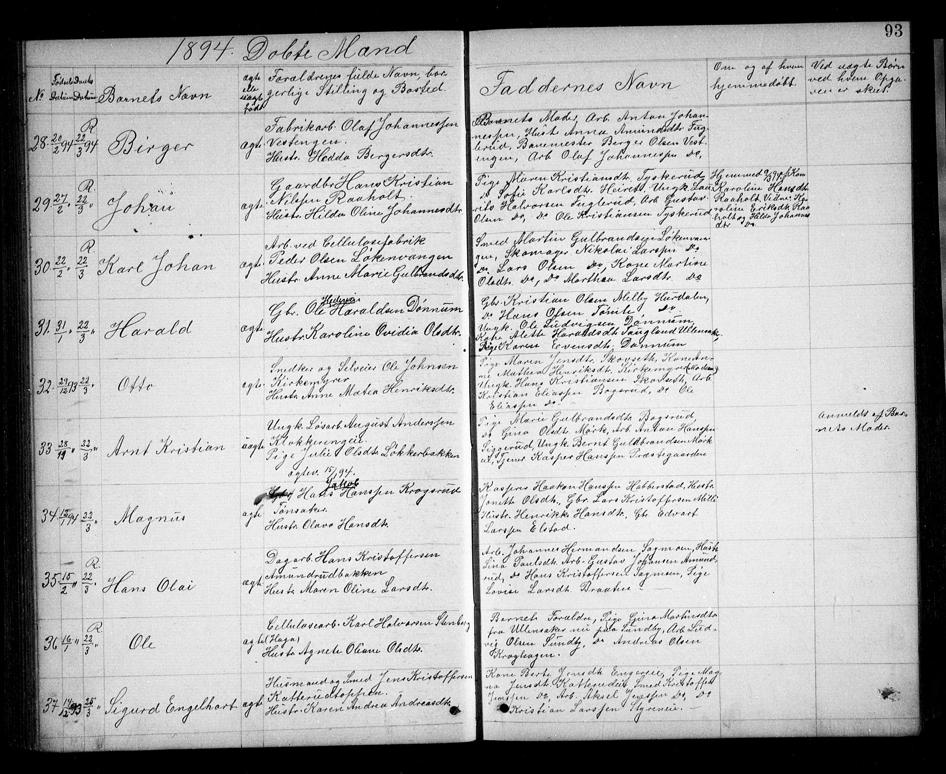 Eidsvoll prestekontor Kirkebøker, AV/SAO-A-10888/G/Ga/L0005: Klokkerbok nr. I 5, 1884-1894, s. 93