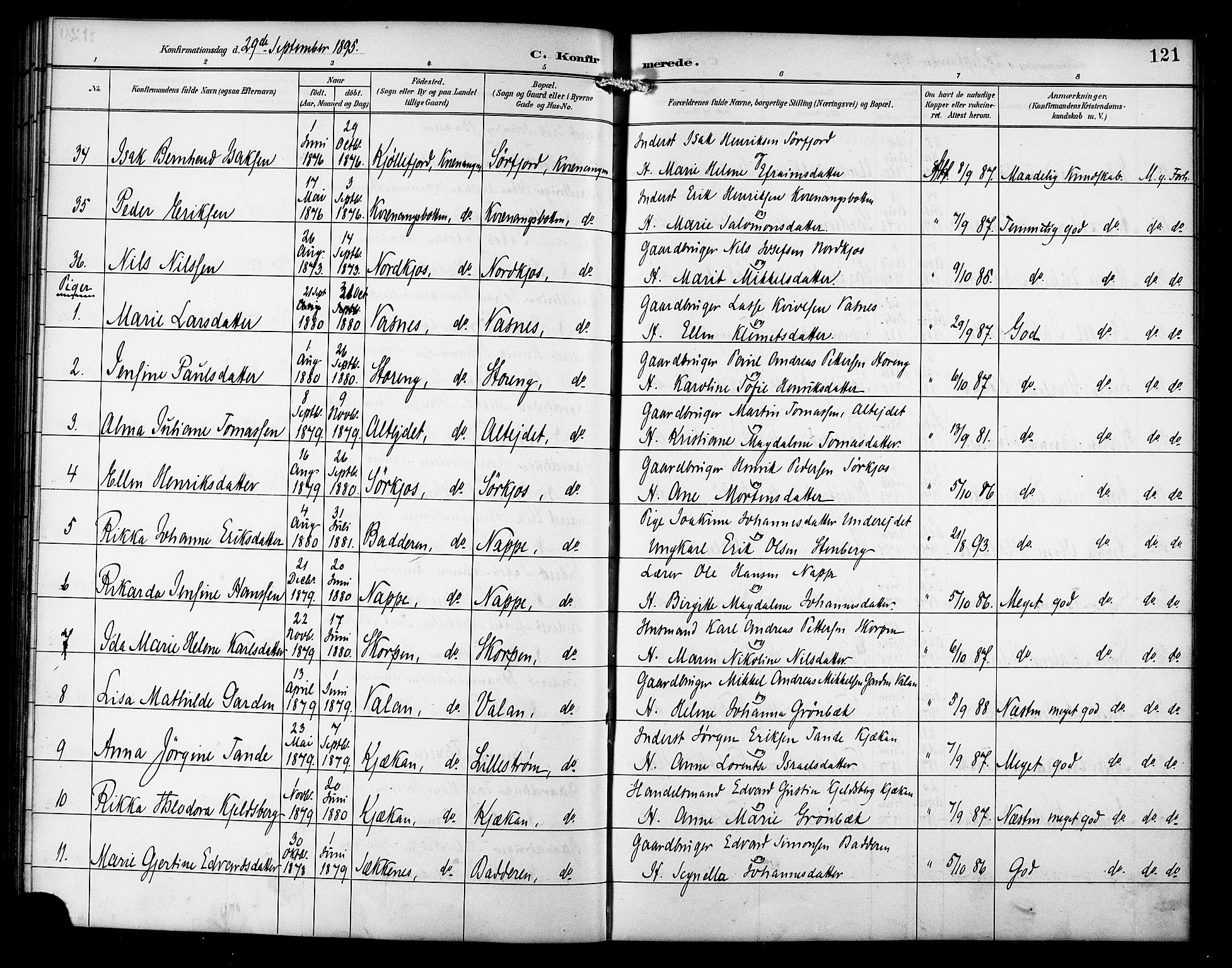 Skjervøy sokneprestkontor, AV/SATØ-S-1300/H/Ha/Hab/L0016klokker: Klokkerbok nr. 16, 1891-1907, s. 121