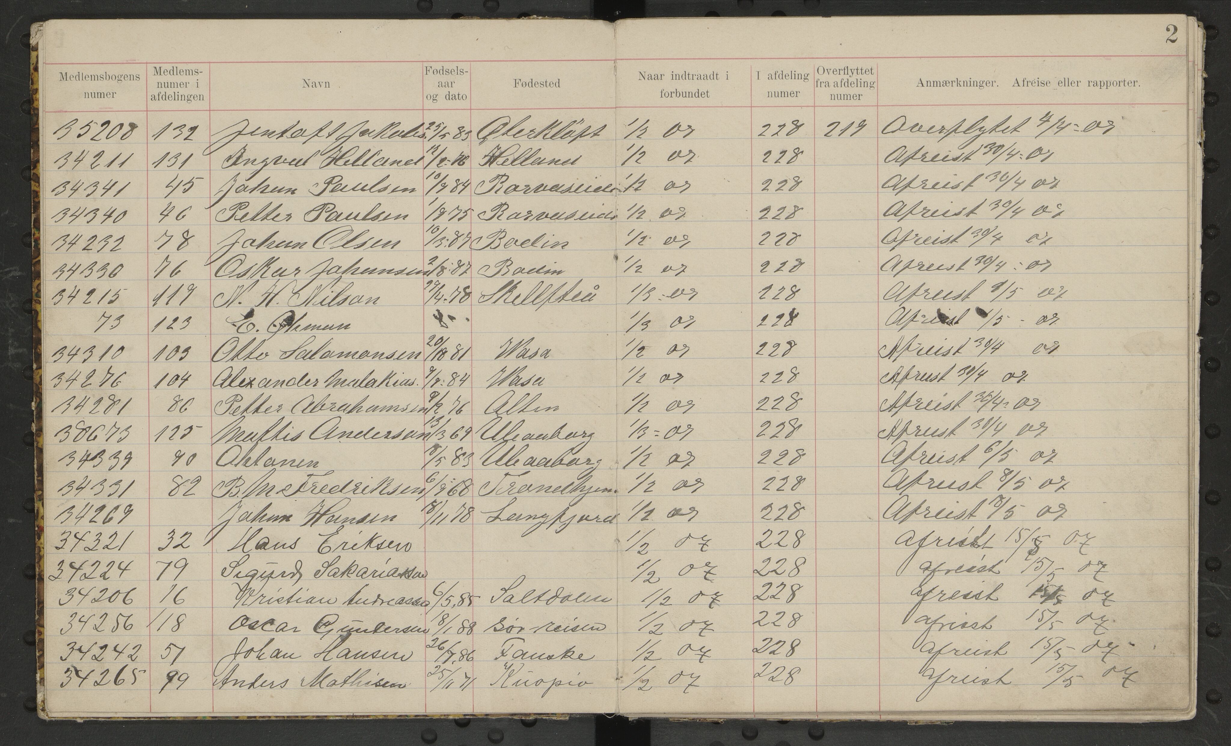 Hanken gruvearbeiderforening avd. 146 av Norsk Arbeidsmandsforbund, AIN/A23-118/P/Pb/L0001: Legitimasjonsprotokoll, 1907-1919