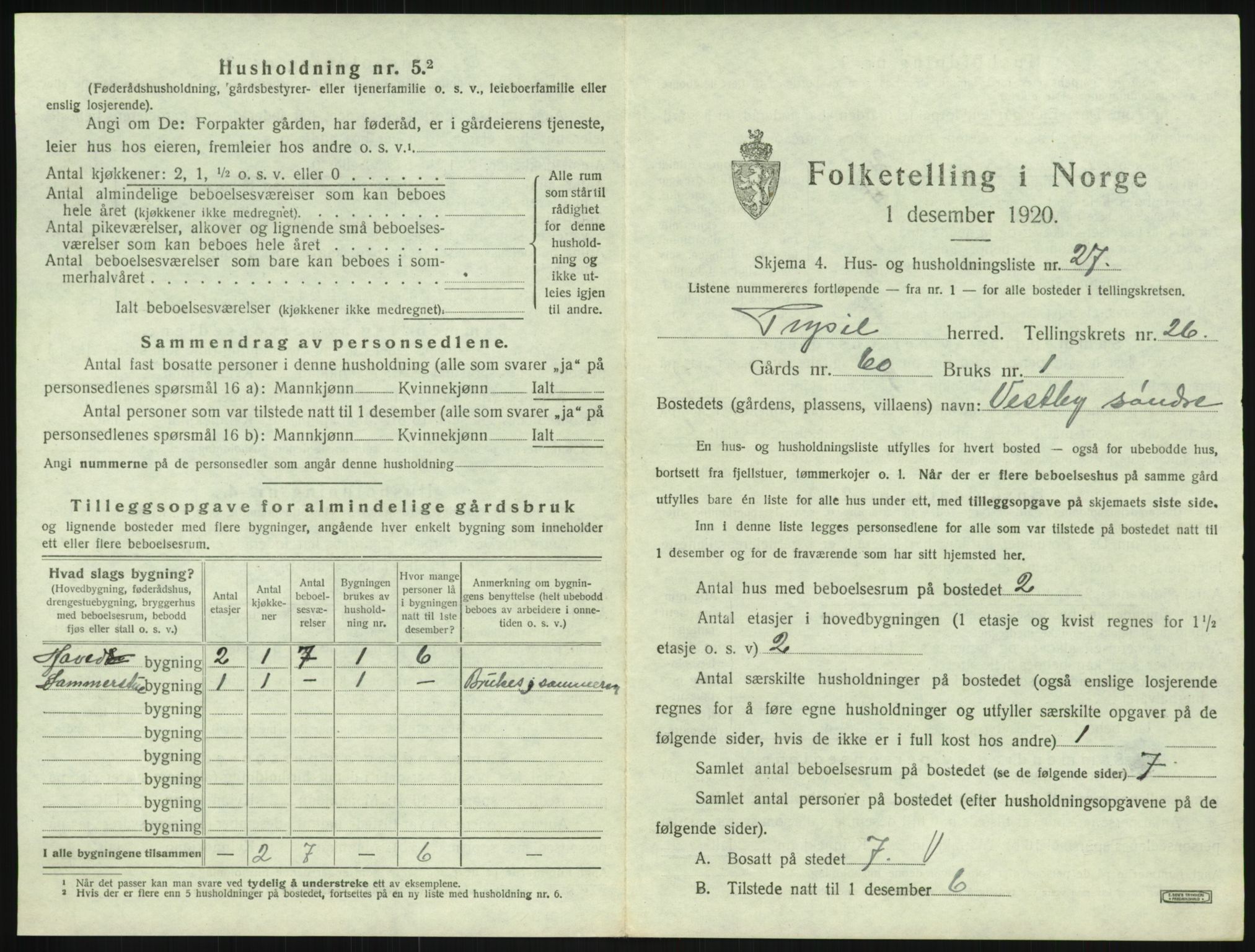 SAH, Folketelling 1920 for 0428 Trysil herred, 1920, s. 2507