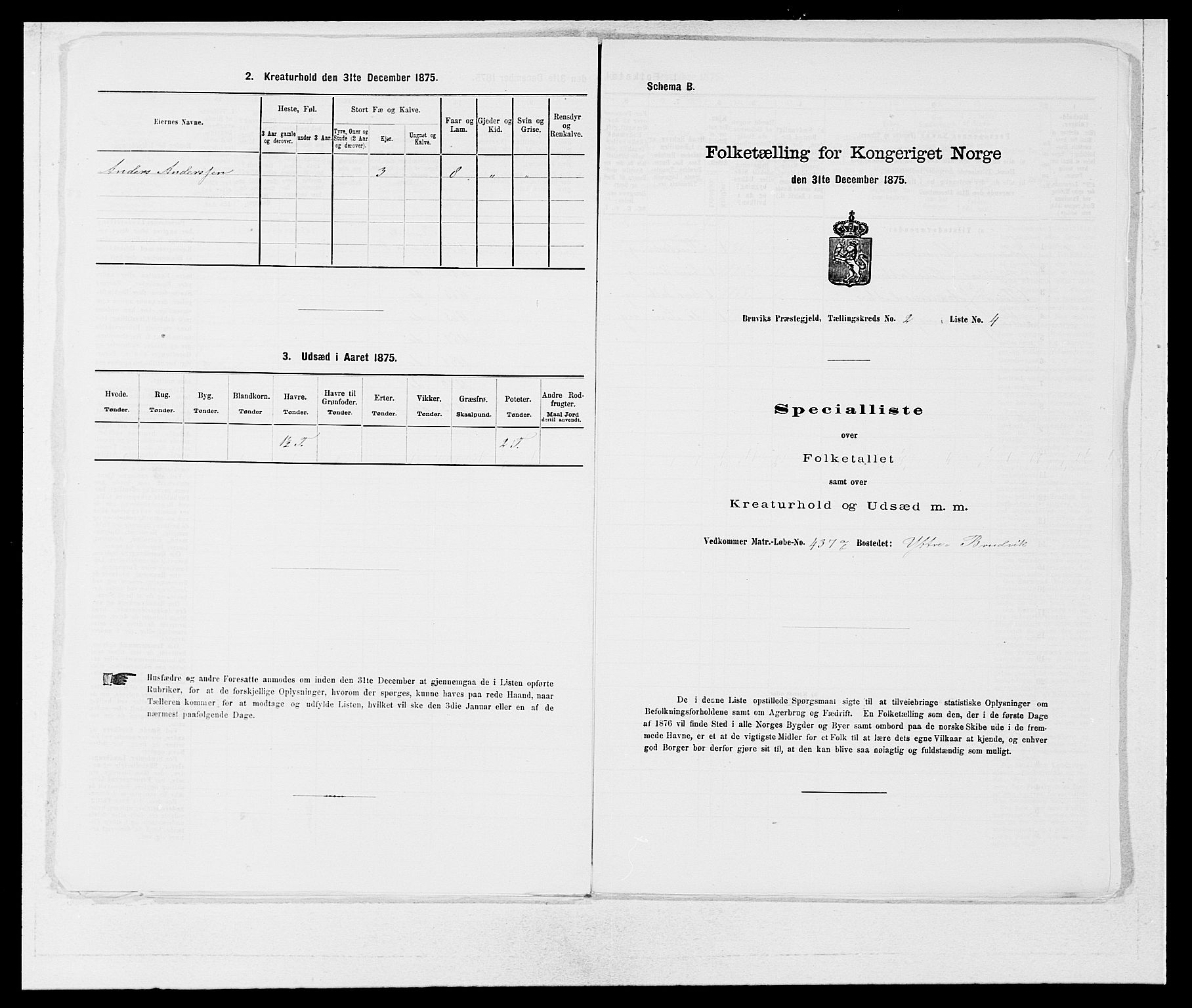 SAB, Folketelling 1875 for 1251P Bruvik prestegjeld, 1875, s. 104