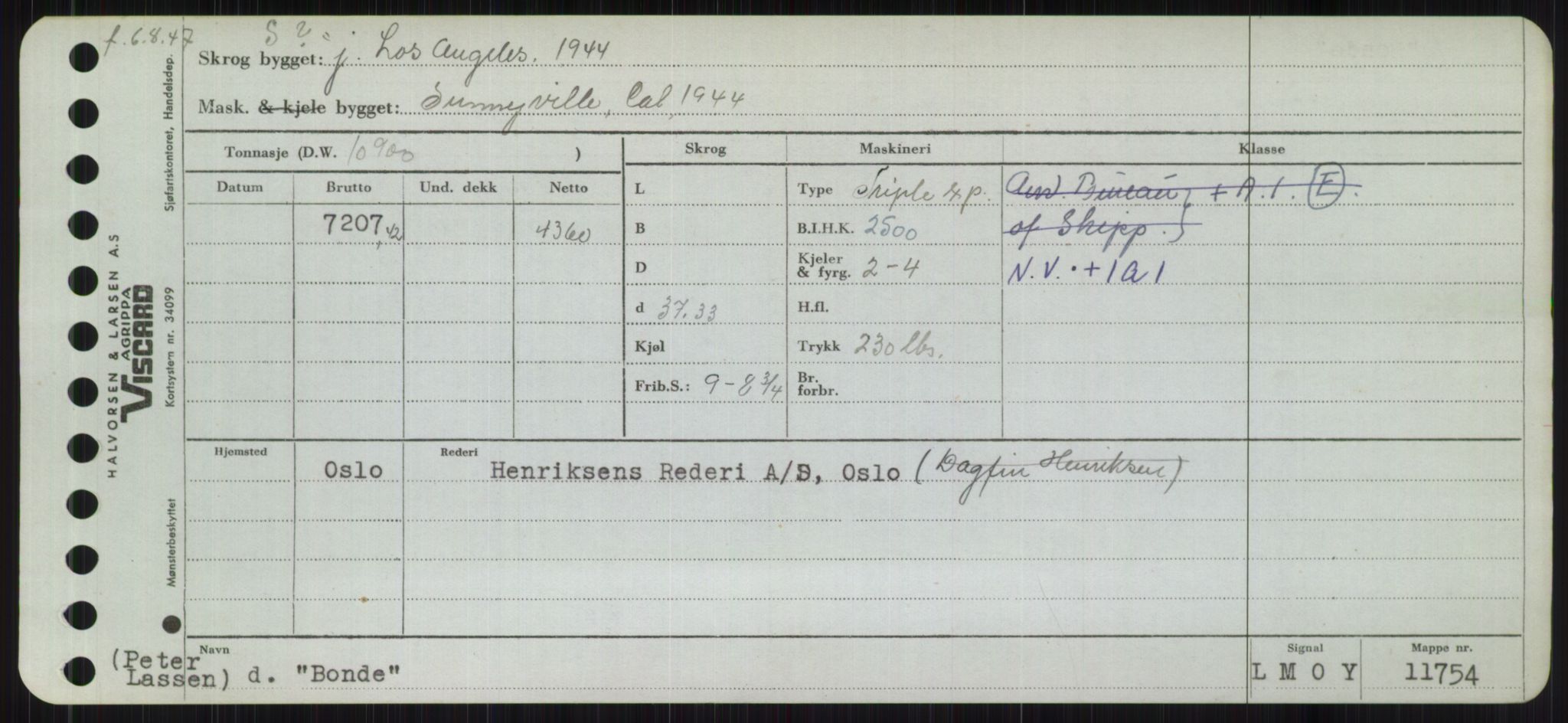 Sjøfartsdirektoratet med forløpere, Skipsmålingen, RA/S-1627/H/Hb/L0001: Fartøy, A-D, s. 309