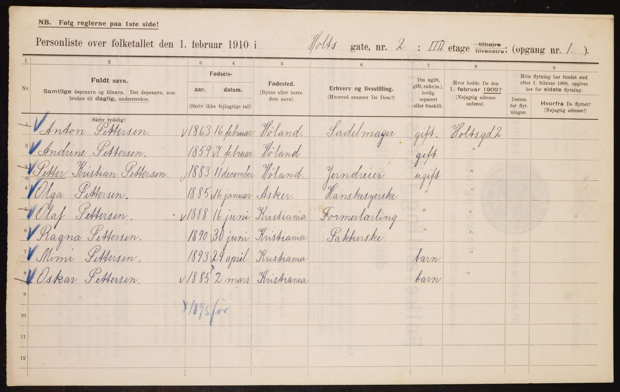 OBA, Kommunal folketelling 1.2.1910 for Kristiania, 1910, s. 40128