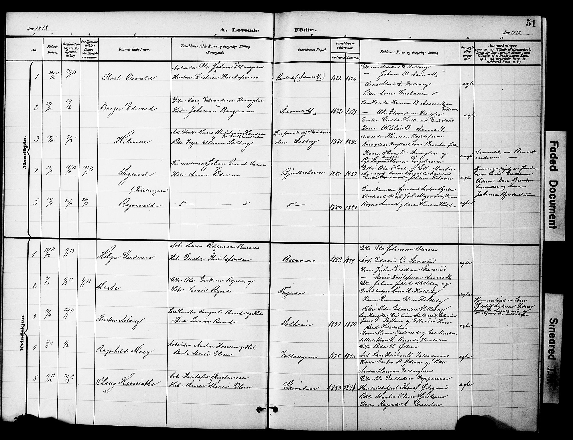 Nannestad prestekontor Kirkebøker, AV/SAO-A-10414a/G/Gc/L0001: Klokkerbok nr. III 1, 1901-1916, s. 51
