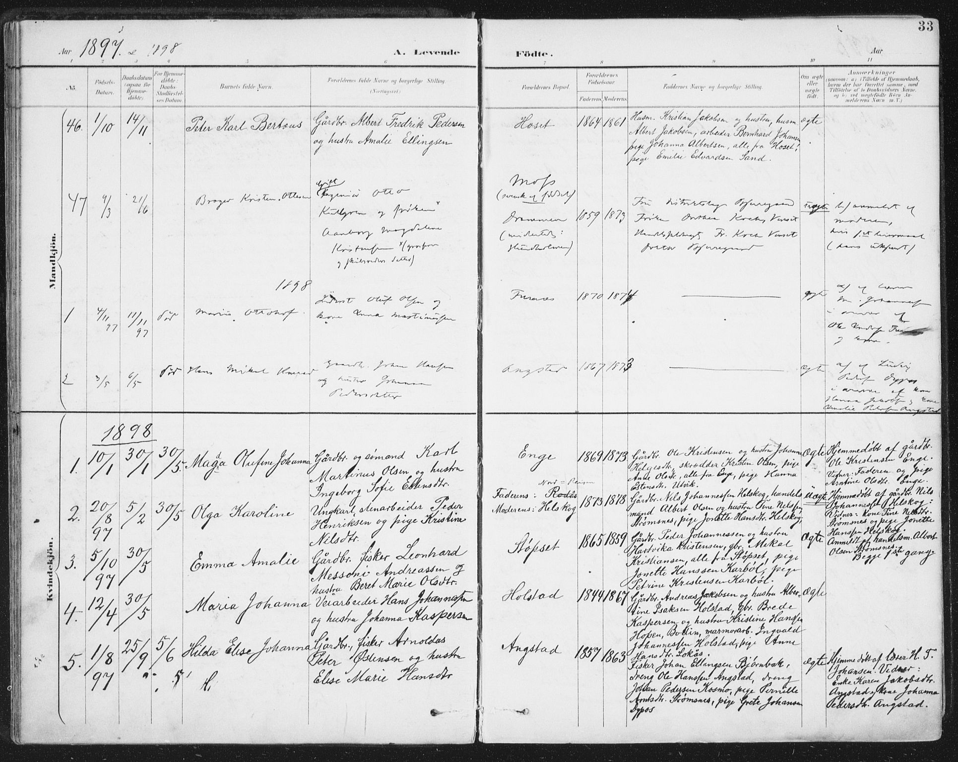 Ministerialprotokoller, klokkerbøker og fødselsregistre - Nordland, SAT/A-1459/852/L0741: Ministerialbok nr. 852A11, 1894-1917, s. 33