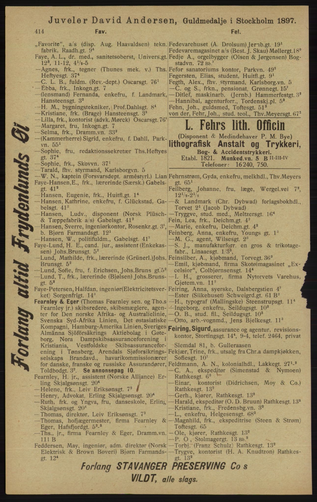Kristiania/Oslo adressebok, PUBL/-, 1913, s. 426