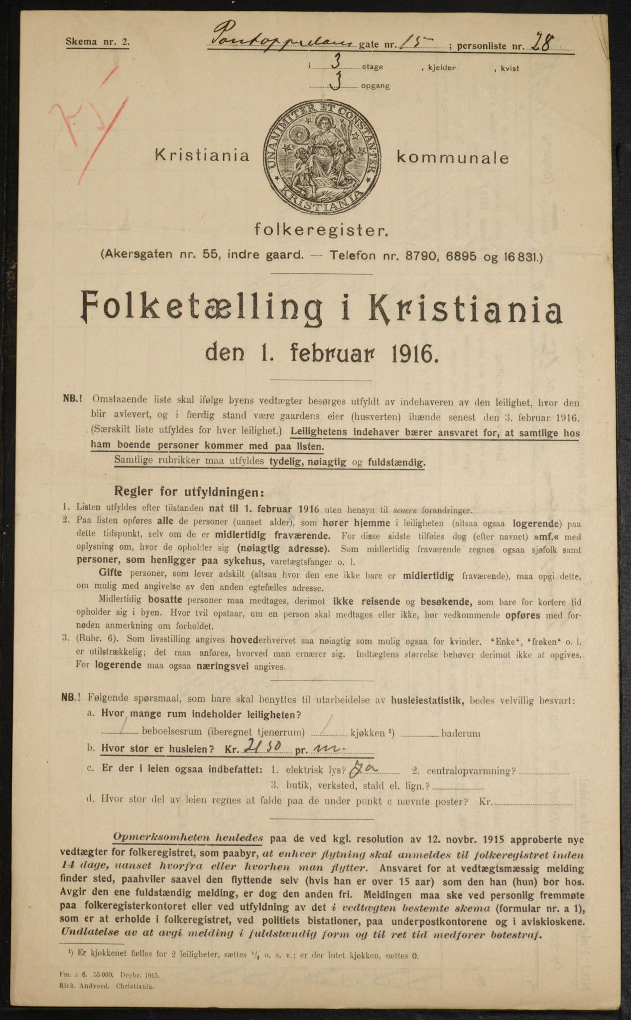 OBA, Kommunal folketelling 1.2.1916 for Kristiania, 1916, s. 83239