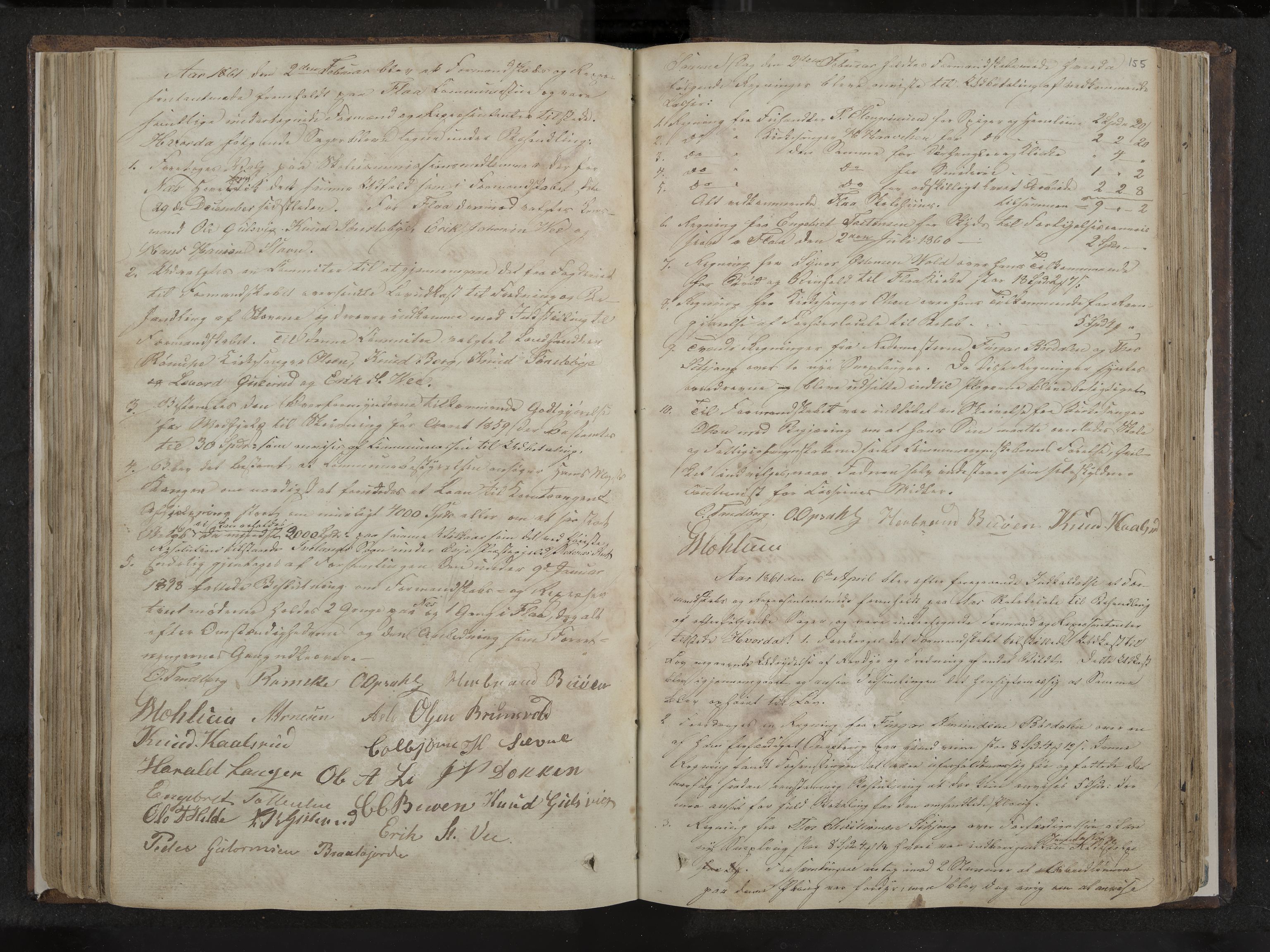 Nes formannskap og sentraladministrasjon, IKAK/0616021-1/A/Aa/L0001: Møtebok med register, 1838-1875, s. 155