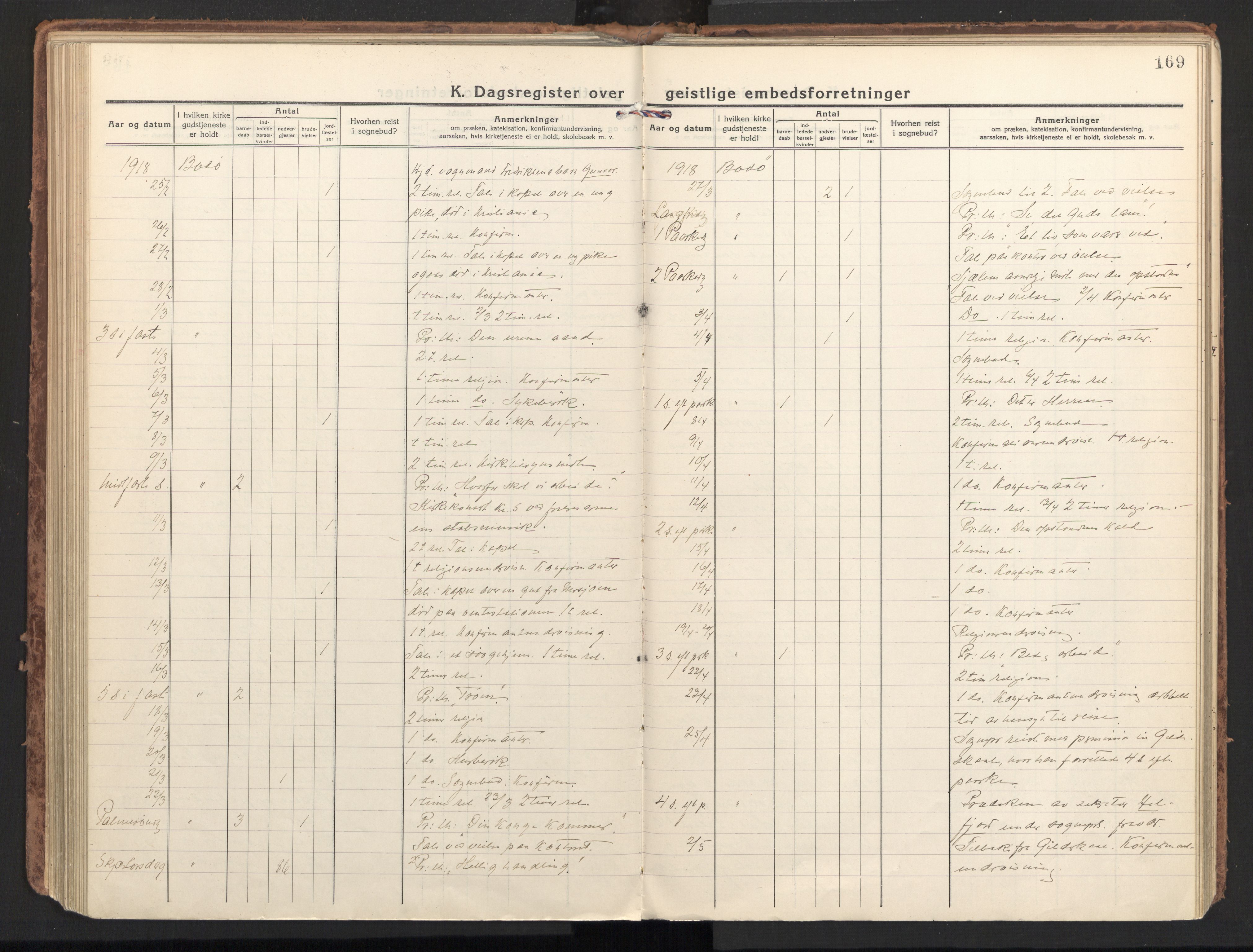 Ministerialprotokoller, klokkerbøker og fødselsregistre - Nordland, SAT/A-1459/801/L0018: Ministerialbok nr. 801A18, 1916-1930, s. 169