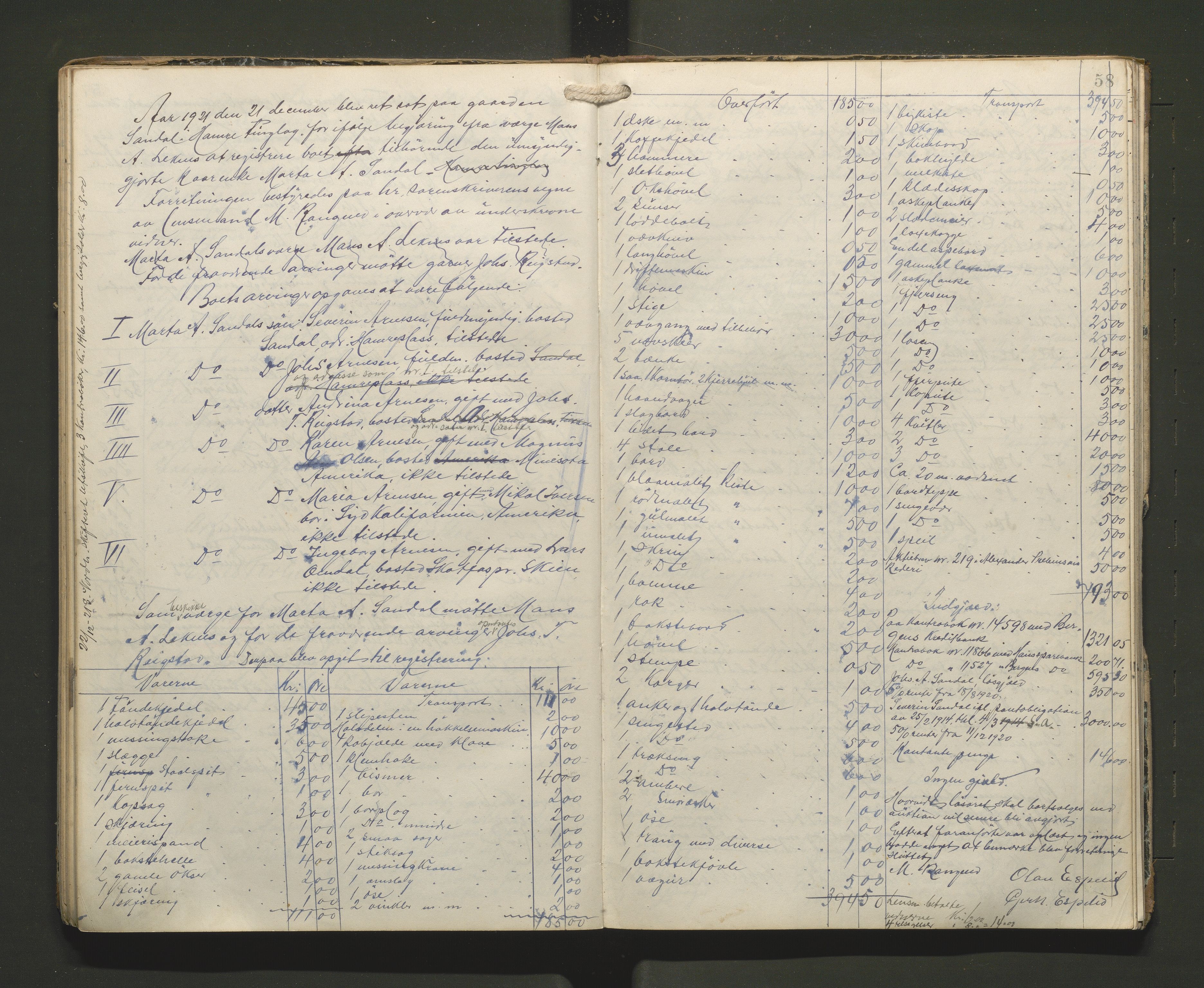 Lensmannen i Hamre, AV/SAB-A-32601/0006/L0004: Registreringsprotokoll, 1917-1928, s. 57b-58a