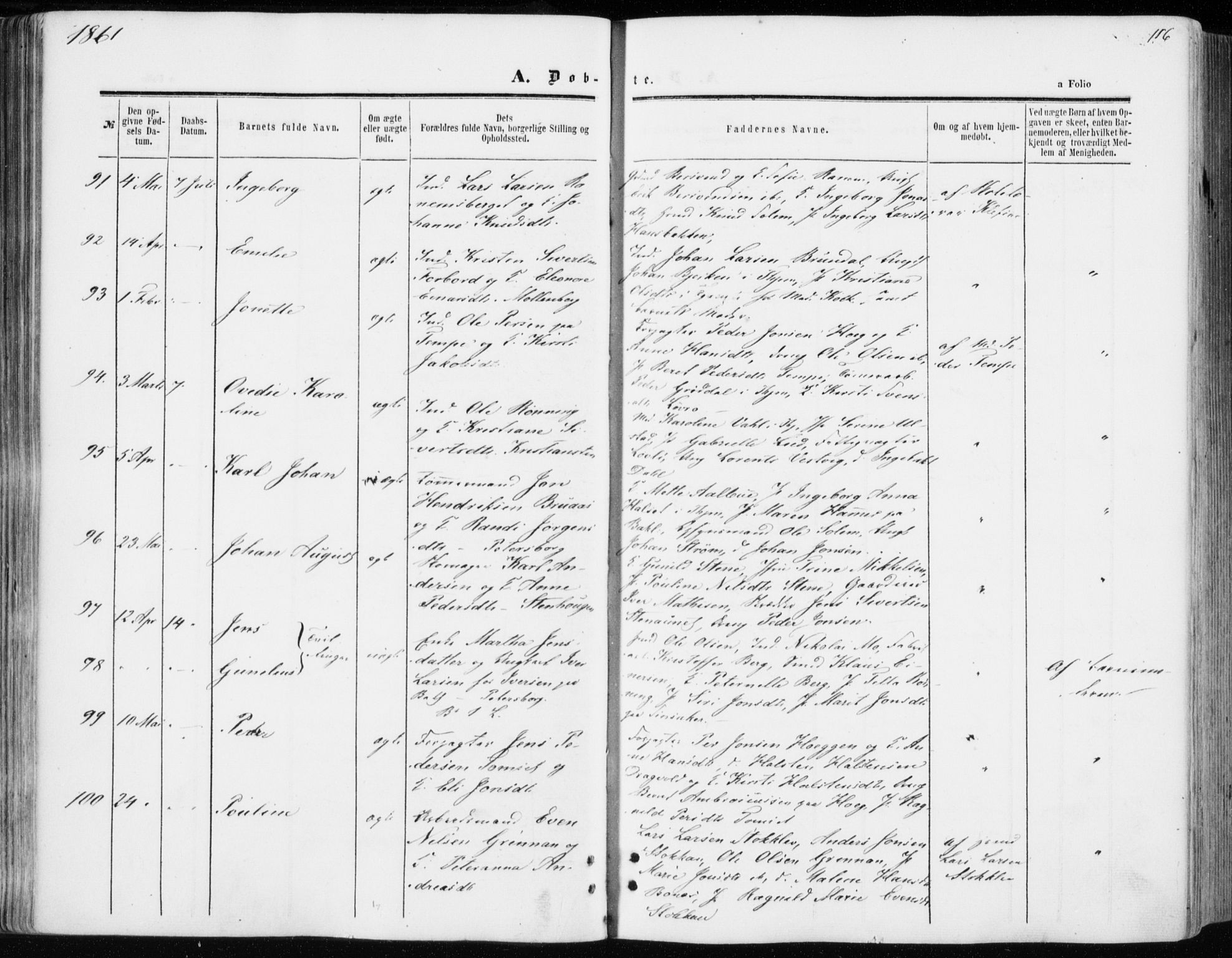 Ministerialprotokoller, klokkerbøker og fødselsregistre - Sør-Trøndelag, SAT/A-1456/606/L0292: Ministerialbok nr. 606A07, 1856-1865, s. 116