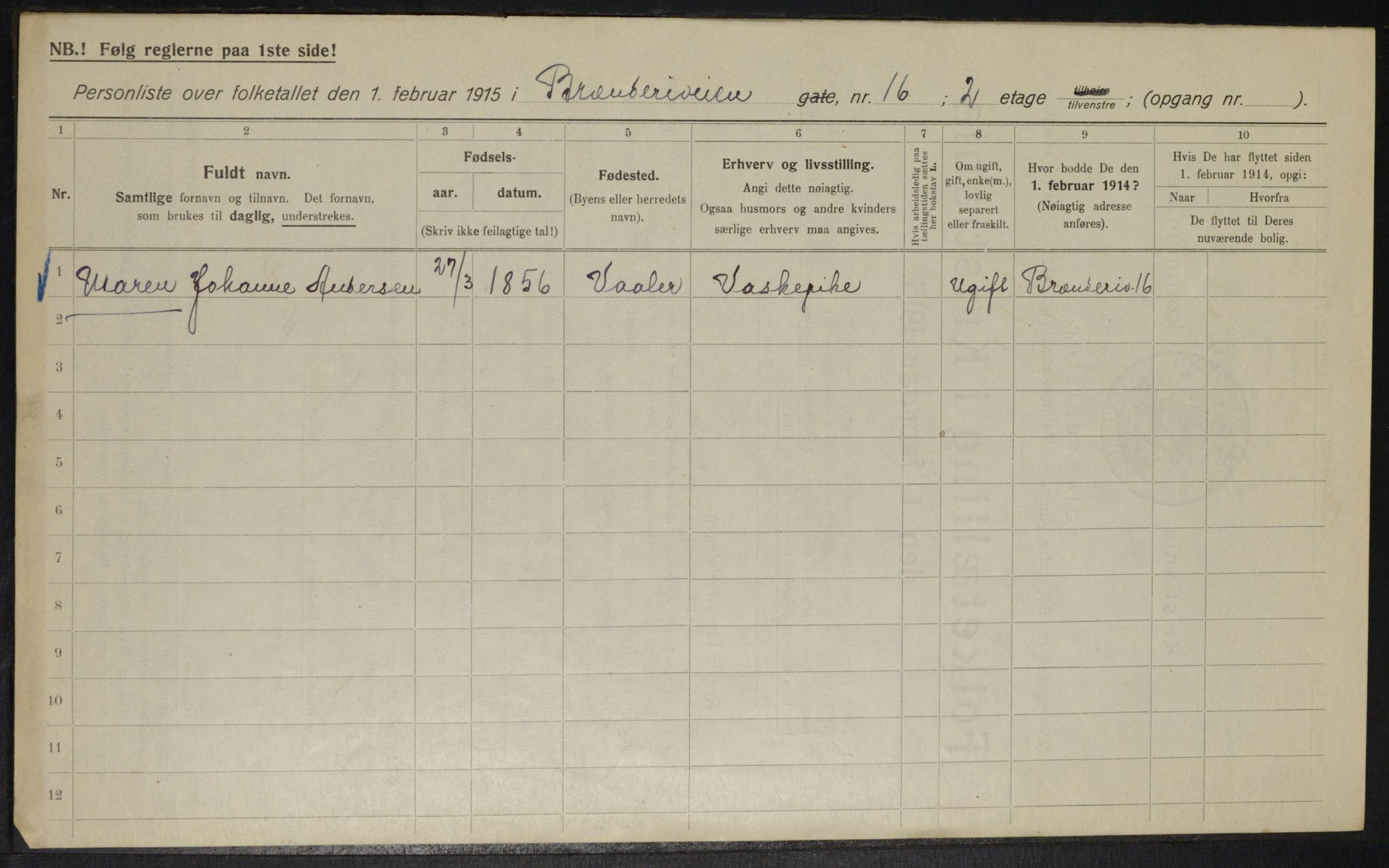 OBA, Kommunal folketelling 1.2.1915 for Kristiania, 1915, s. 8674