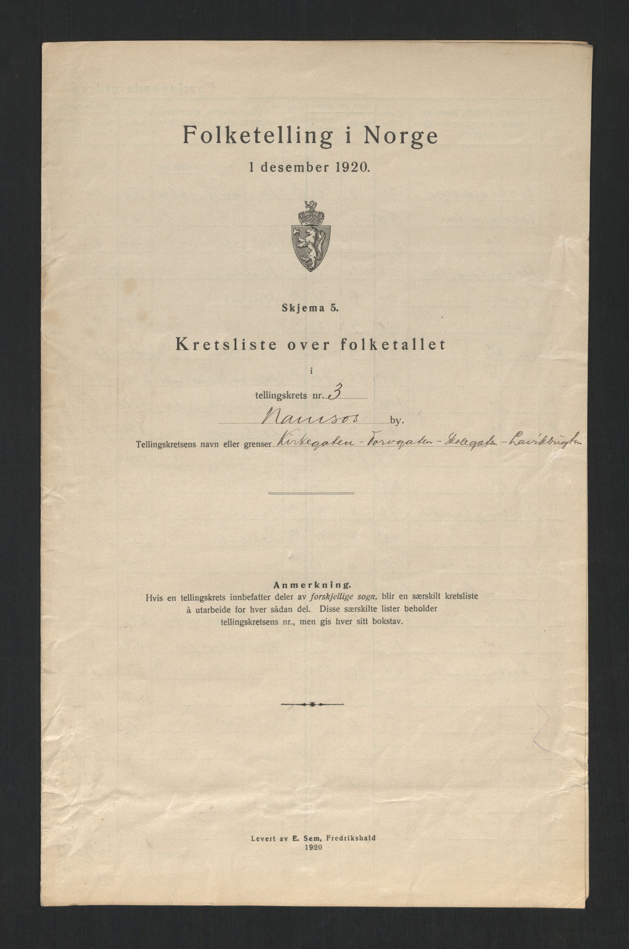 SAT, Folketelling 1920 for 1703 Namsos ladested, 1920, s. 13