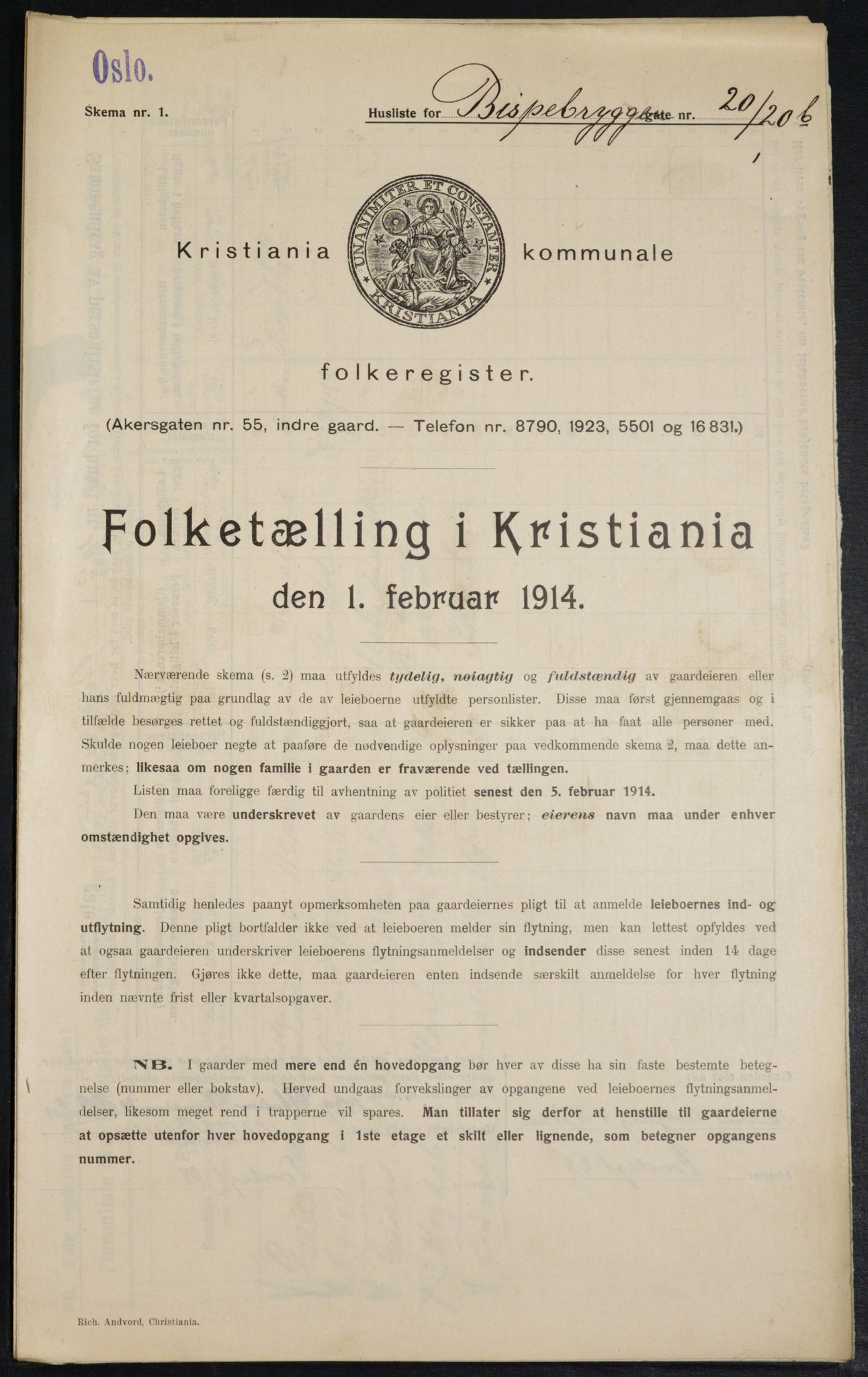 OBA, Kommunal folketelling 1.2.1914 for Kristiania, 1914, s. 5337