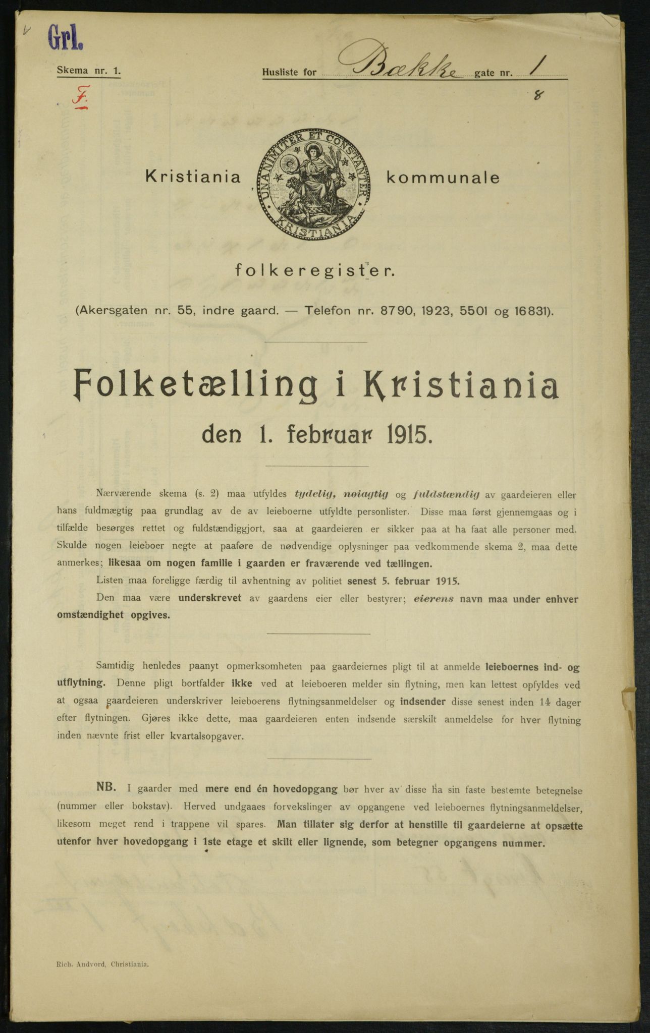 OBA, Kommunal folketelling 1.2.1915 for Kristiania, 1915, s. 11051