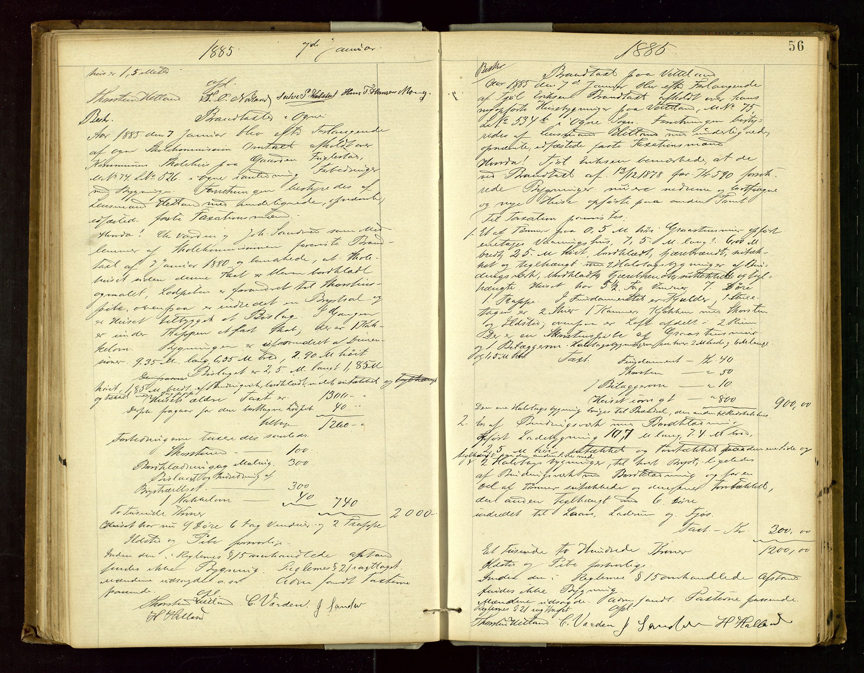 Eigersund lensmannskontor, AV/SAST-A-100171/Goa/L0003: "Brandtaxations-protokol", 1876-1893, s. 55b-56a