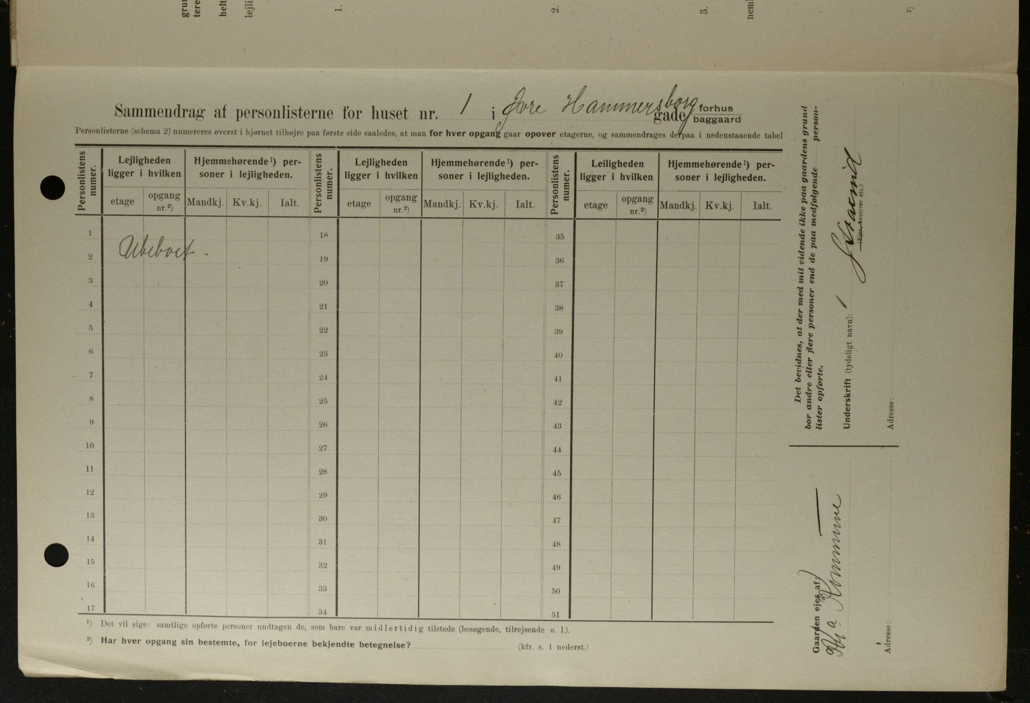 OBA, Kommunal folketelling 1.2.1908 for Kristiania kjøpstad, 1908, s. 116574