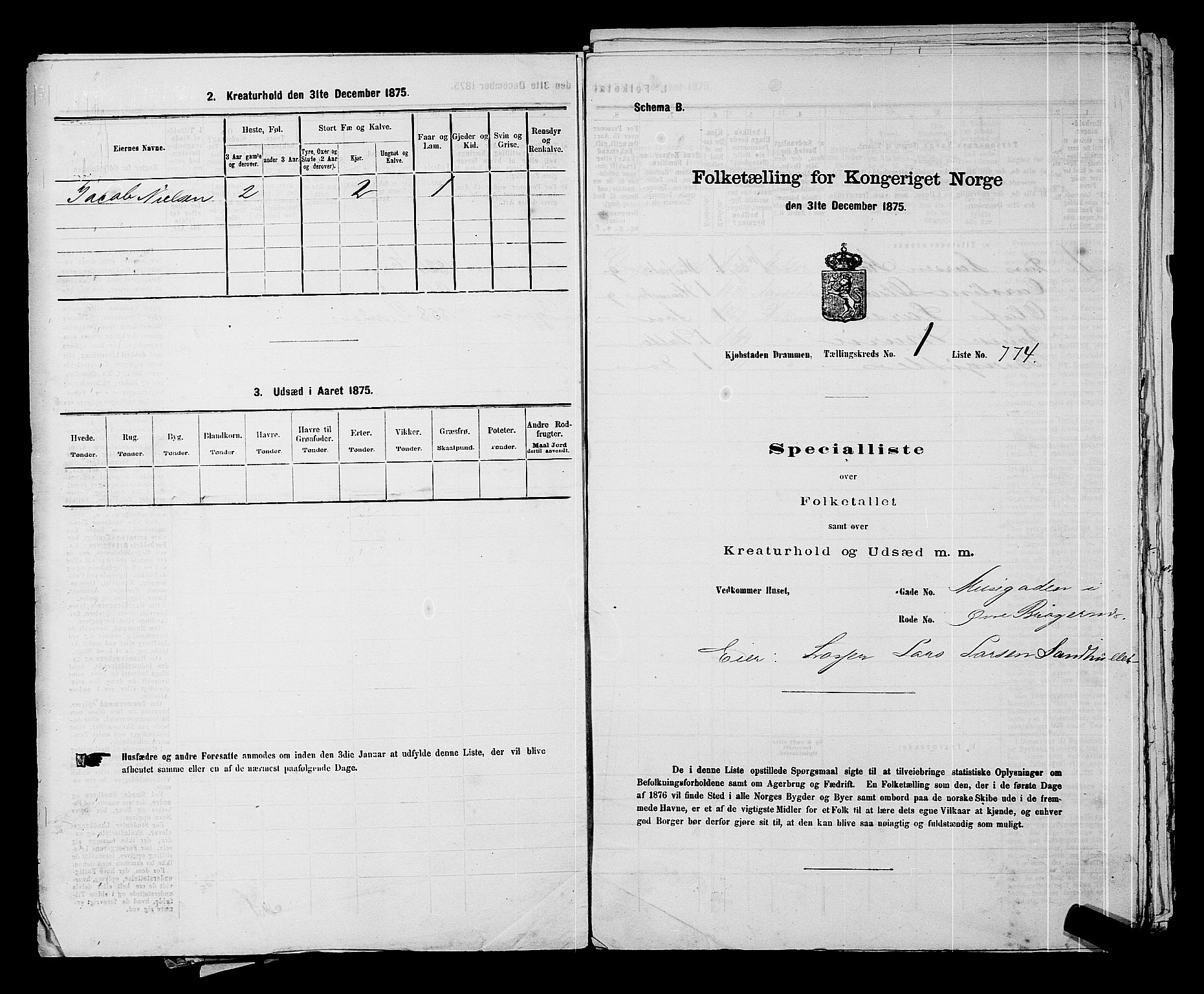 SAKO, Folketelling 1875 for 0602 Drammen kjøpstad, 1875, s. 140