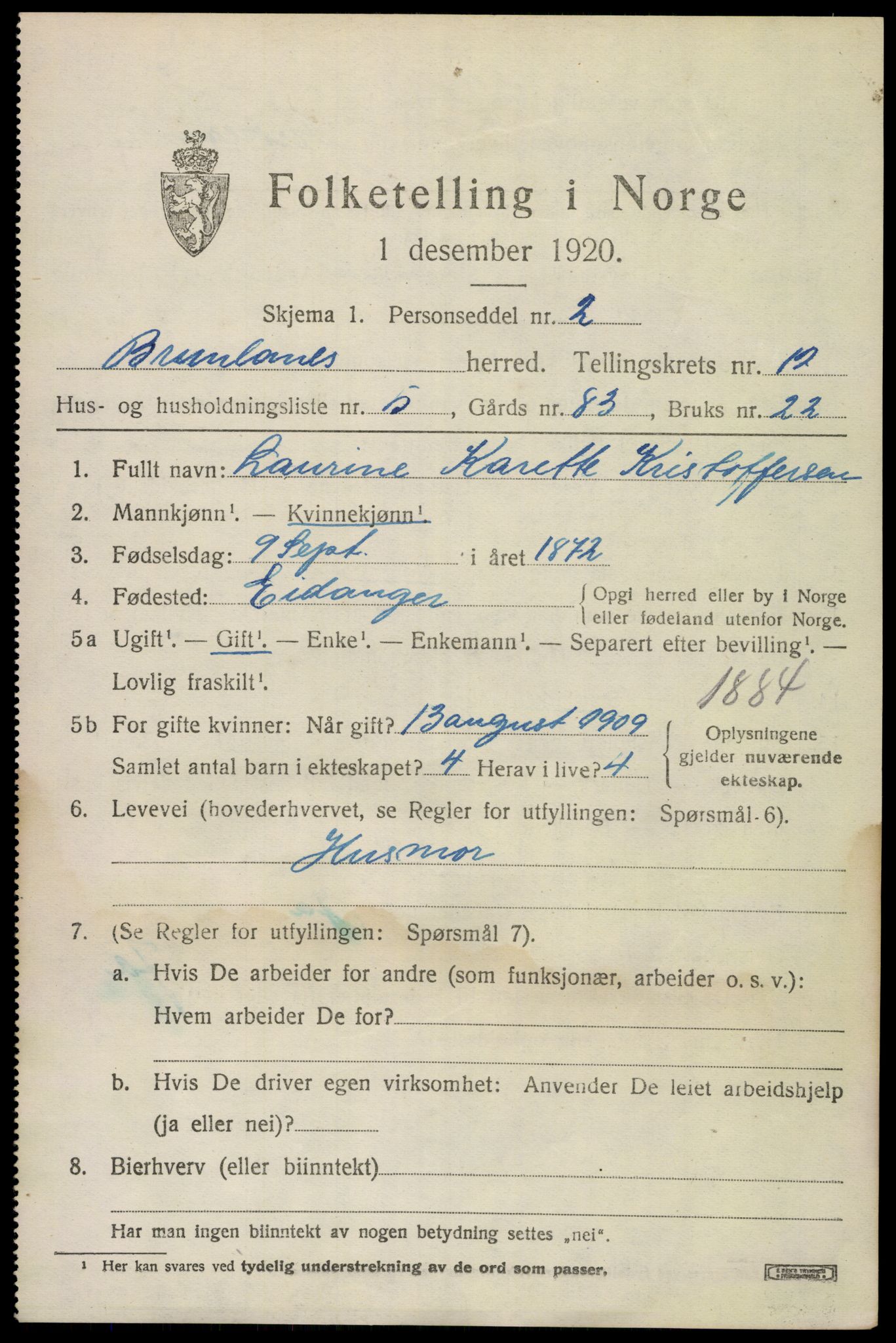 SAKO, Folketelling 1920 for 0726 Brunlanes herred, 1920, s. 10541