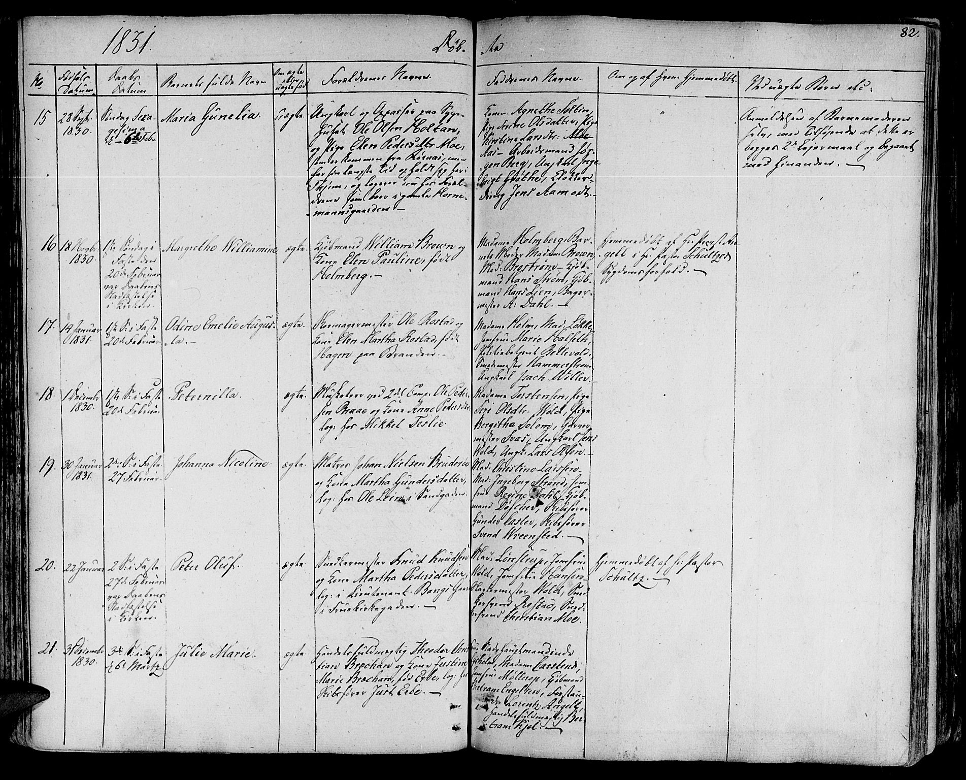 Ministerialprotokoller, klokkerbøker og fødselsregistre - Sør-Trøndelag, SAT/A-1456/602/L0108: Ministerialbok nr. 602A06, 1821-1839, s. 82