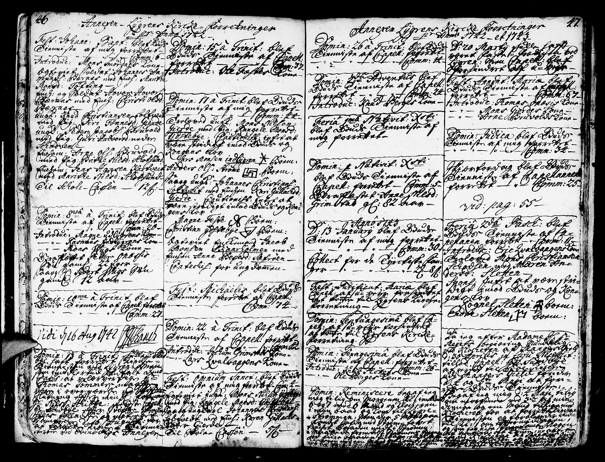 Lindås Sokneprestembete, AV/SAB-A-76701/H/Haa/Haaa/L0002: Ministerialbok nr. A 2, 1740-1748, s. 46-47