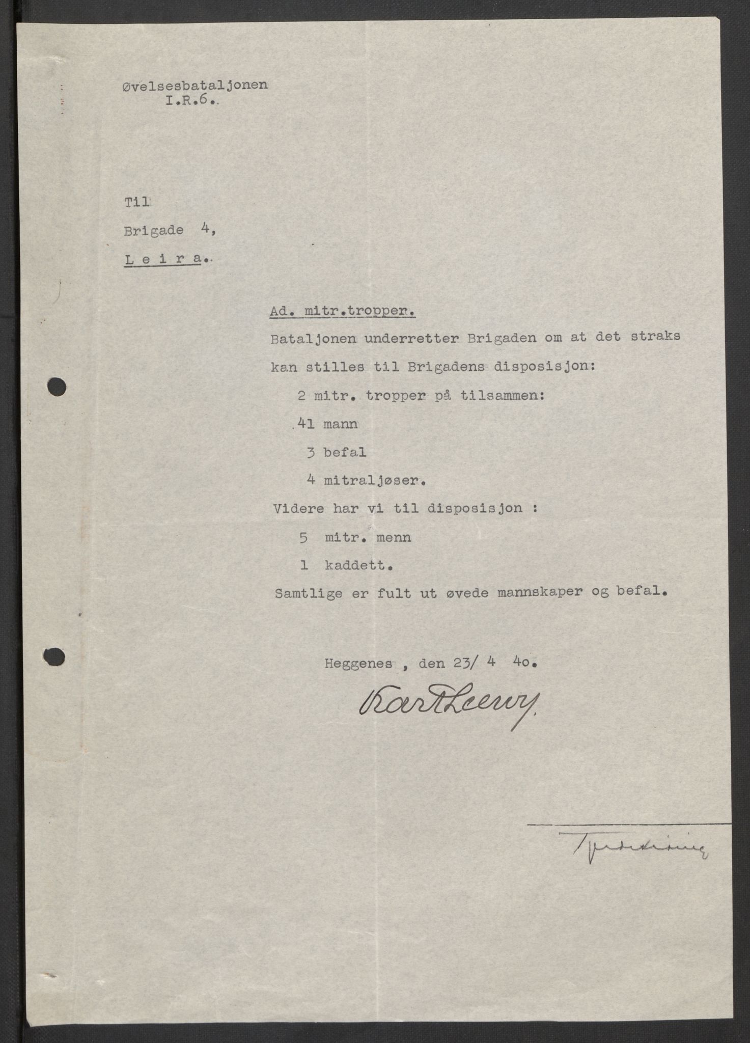 Forsvaret, Forsvarets krigshistoriske avdeling, AV/RA-RAFA-2017/Y/Yb/L0104: II-C-11-430  -  4. Divisjon., 1940, s. 4