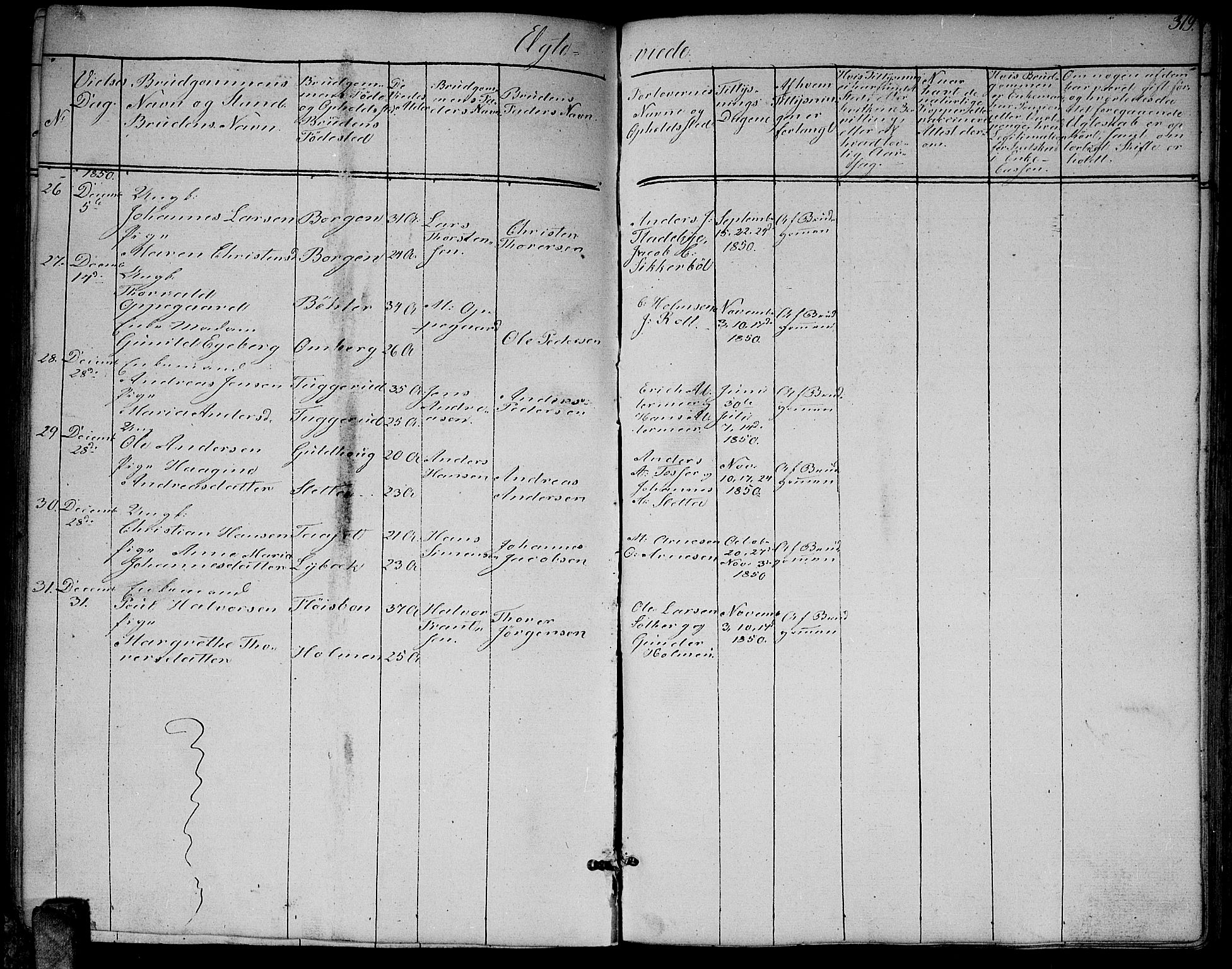 Enebakk prestekontor Kirkebøker, SAO/A-10171c/G/Ga/L0004: Klokkerbok nr. I 4, 1850-1866, s. 319