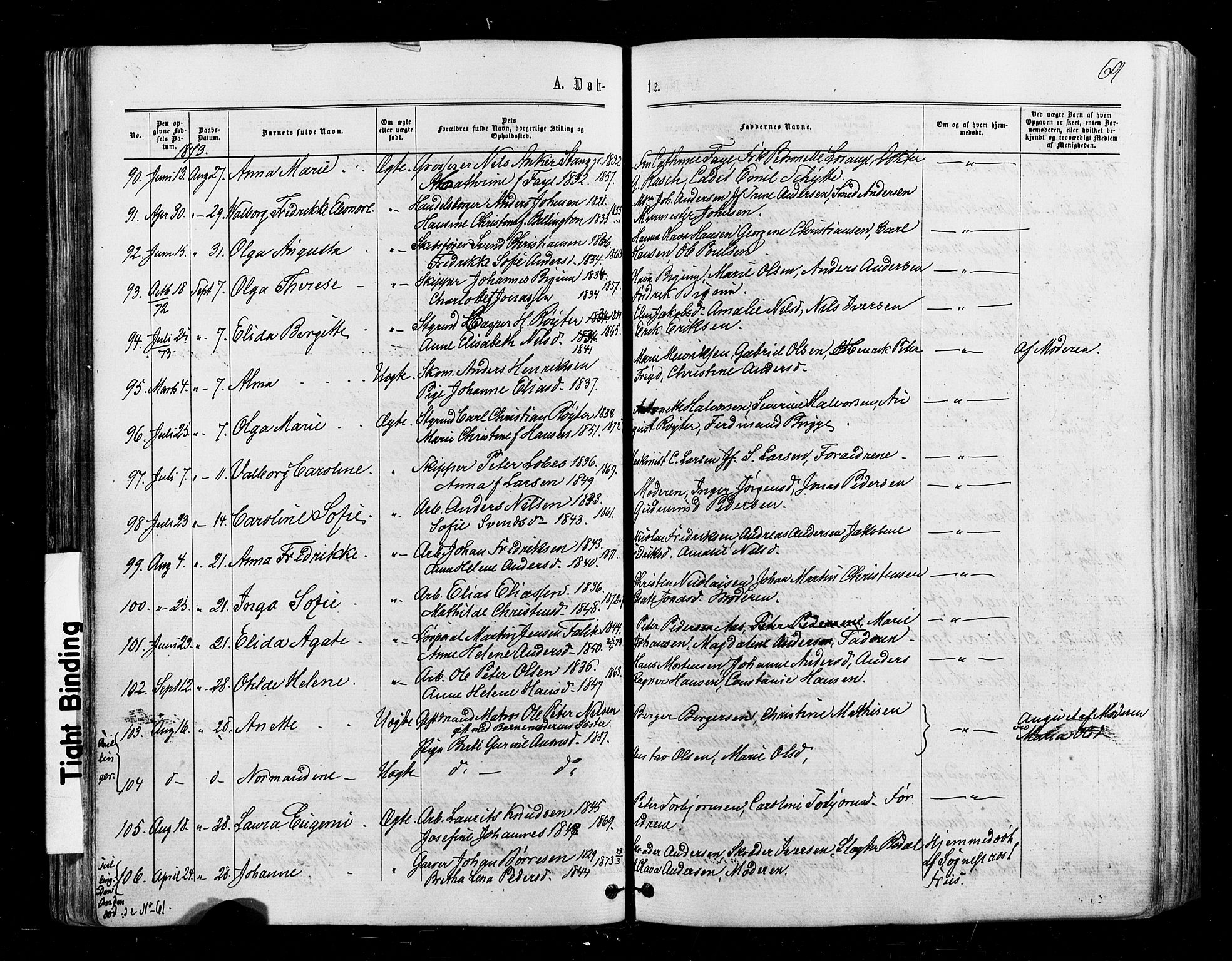 Halden prestekontor Kirkebøker, AV/SAO-A-10909/F/Fa/L0009: Ministerialbok nr. I 9, 1866-1877, s. 69