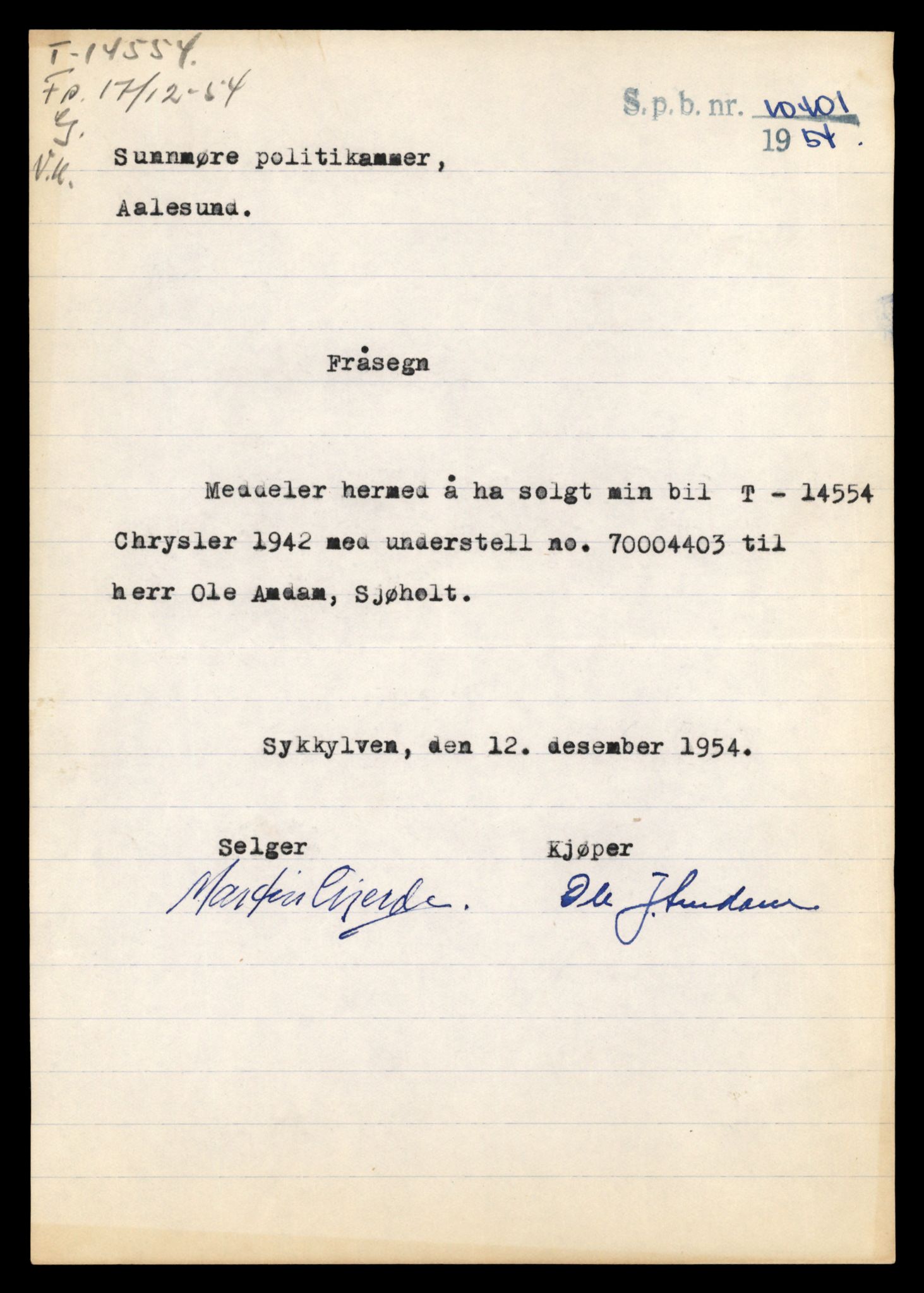 Møre og Romsdal vegkontor - Ålesund trafikkstasjon, AV/SAT-A-4099/F/Fe/L0046: Registreringskort for kjøretøy T 14445 - T 14579, 1927-1998