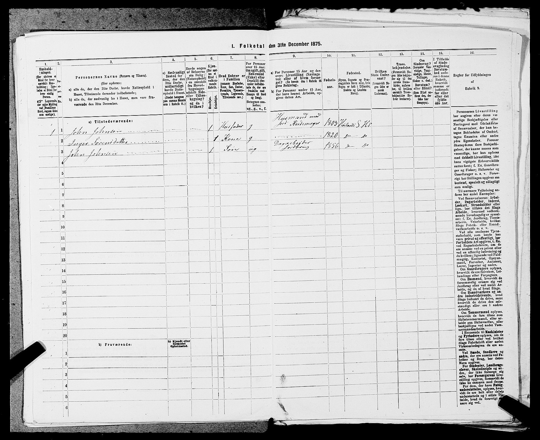 SAST, Folketelling 1875 for 1123L Høyland prestegjeld, Høyland sokn, 1875, s. 1049