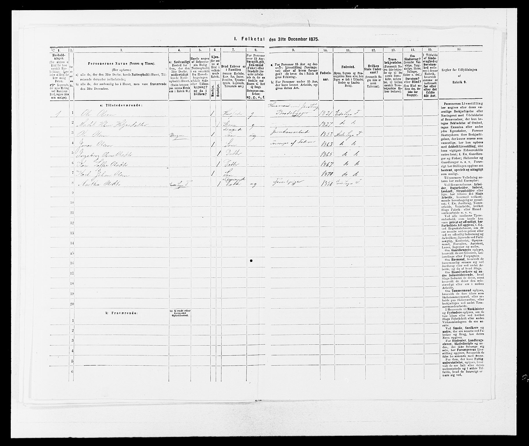 SAB, Folketelling 1875 for 1218P Finnås prestegjeld, 1875, s. 551