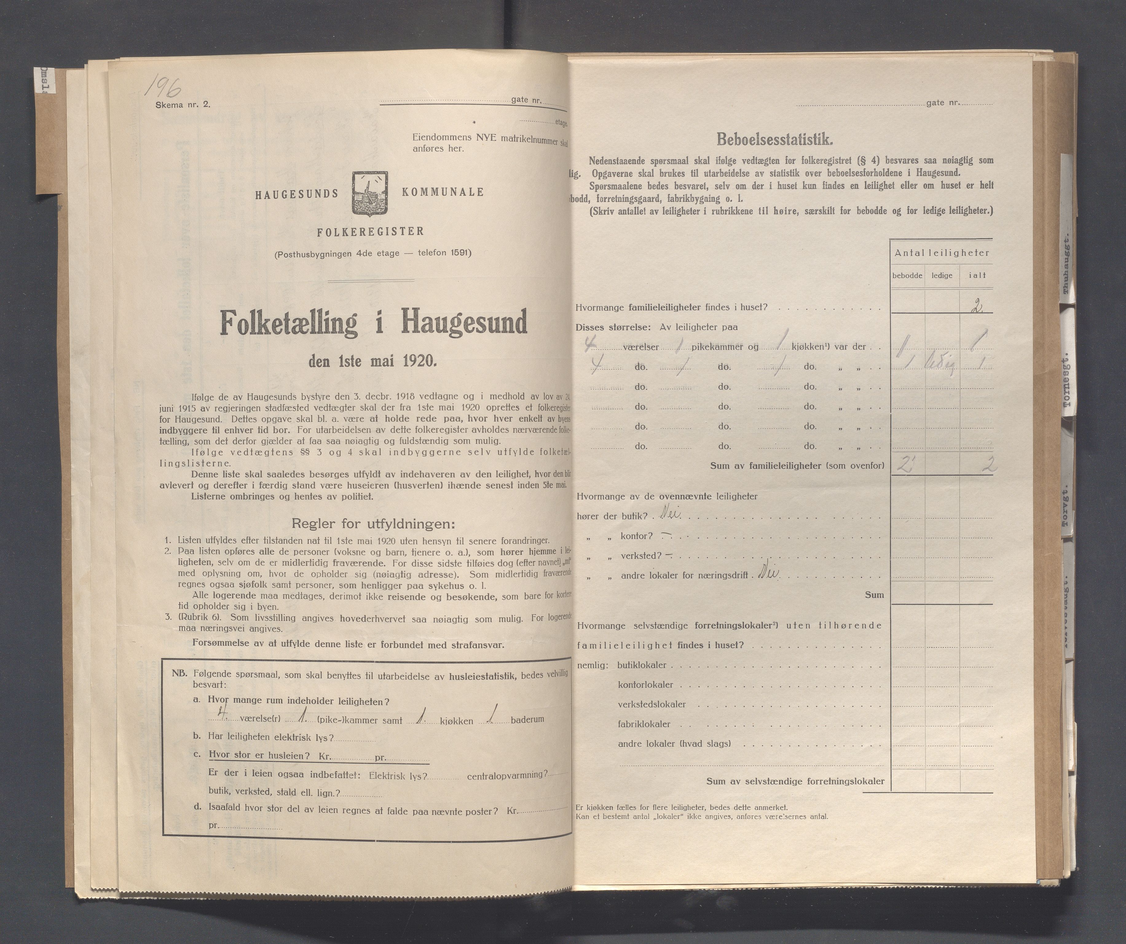 IKAR, Kommunal folketelling 1.5.1920 for Haugesund, 1920, s. 5166