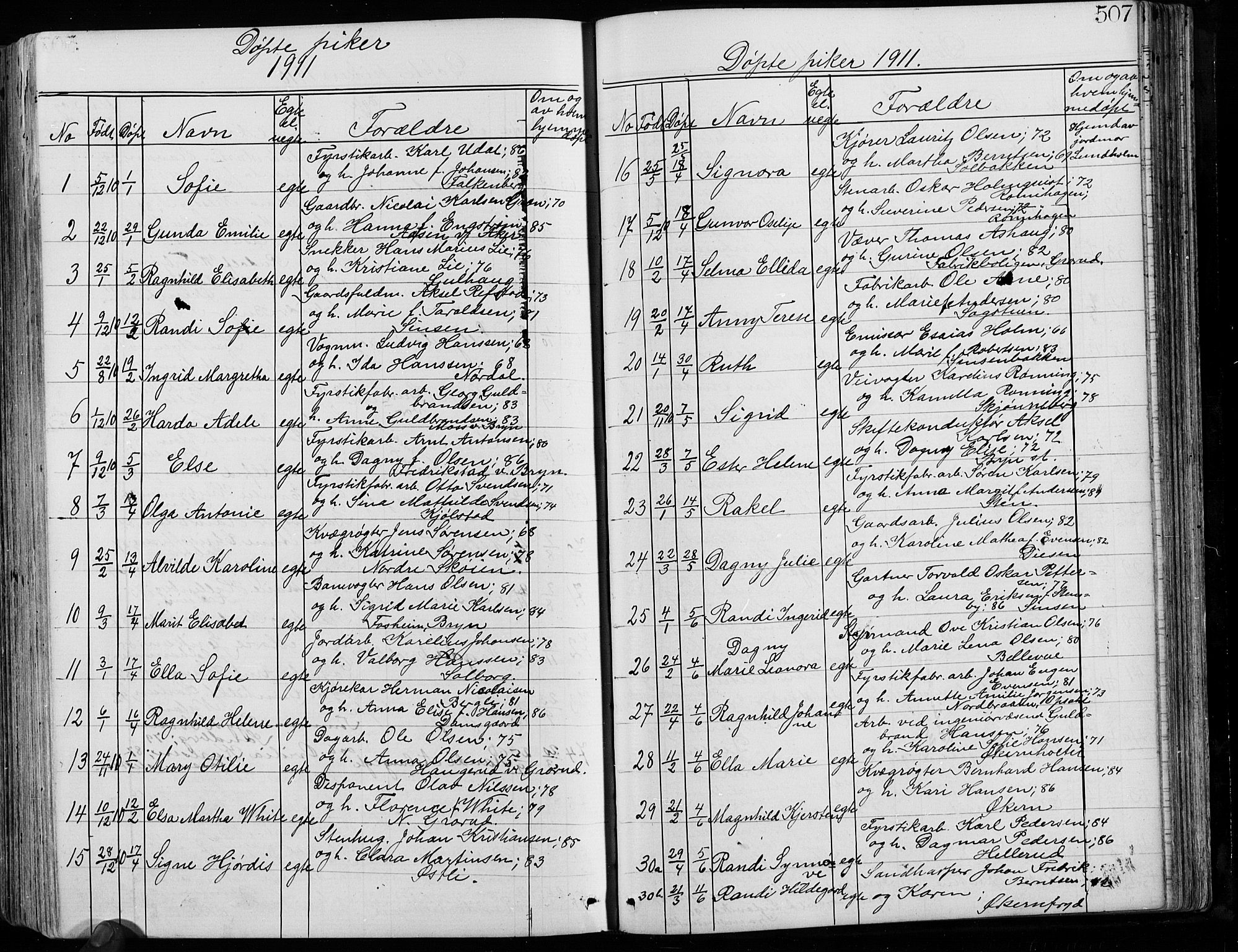 Østre Aker prestekontor Kirkebøker, AV/SAO-A-10840/G/Ga/L0003: Klokkerbok nr. I 3, 1868-1913, s. 507