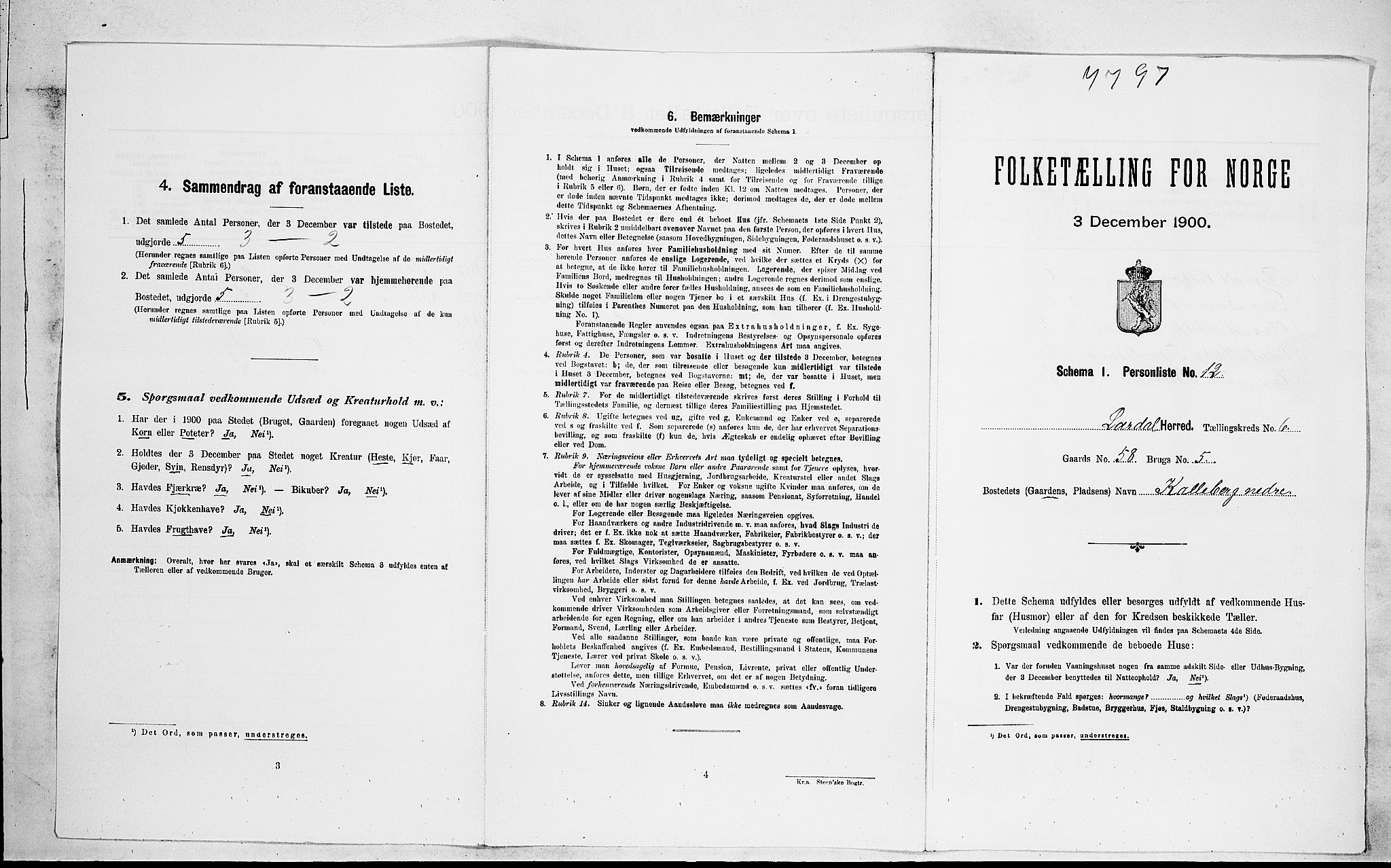RA, Folketelling 1900 for 0728 Lardal herred, 1900, s. 831