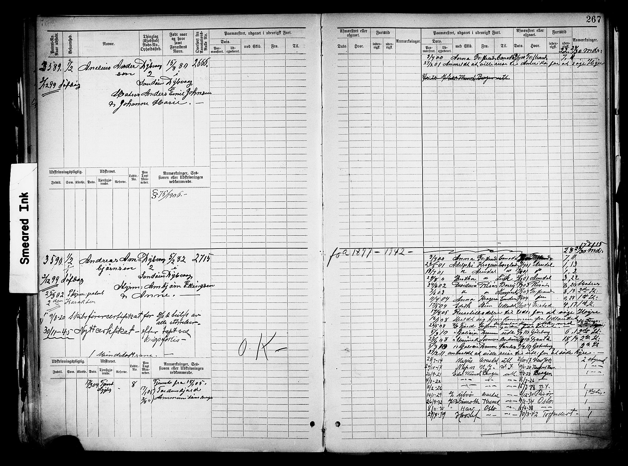 Tvedestrand mønstringskrets, AV/SAK-2031-0011/F/Fb/L0019: Hovedrulle nr 3057-3818, U-35, 1892-1906, s. 275