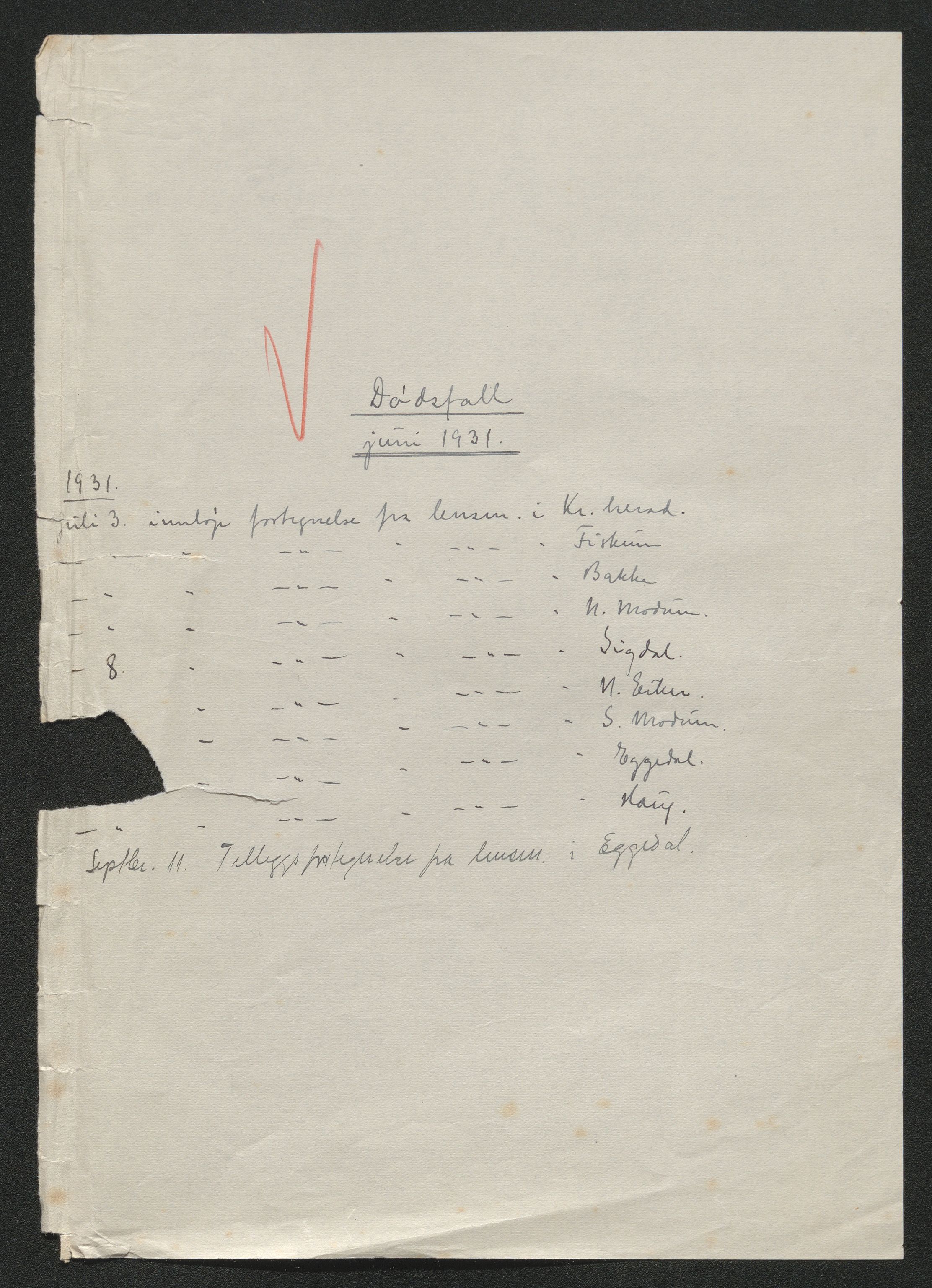 Eiker, Modum og Sigdal sorenskriveri, AV/SAKO-A-123/H/Ha/Hab/L0046: Dødsfallsmeldinger, 1930-1931, s. 916