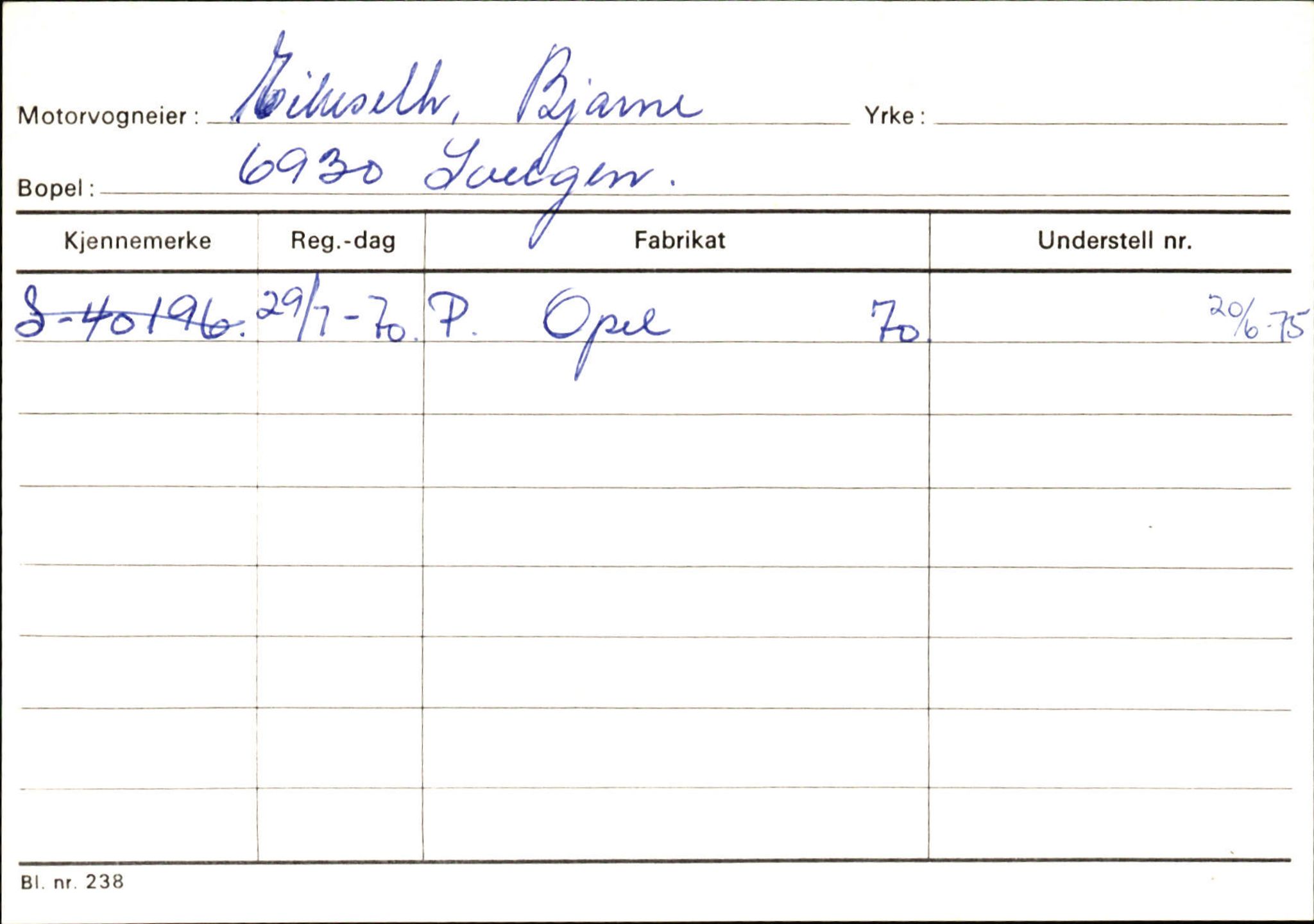 Statens vegvesen, Sogn og Fjordane vegkontor, AV/SAB-A-5301/4/F/L0133: Eigarregister Bremanger A-Å. Gaular A-H, 1945-1975, s. 229